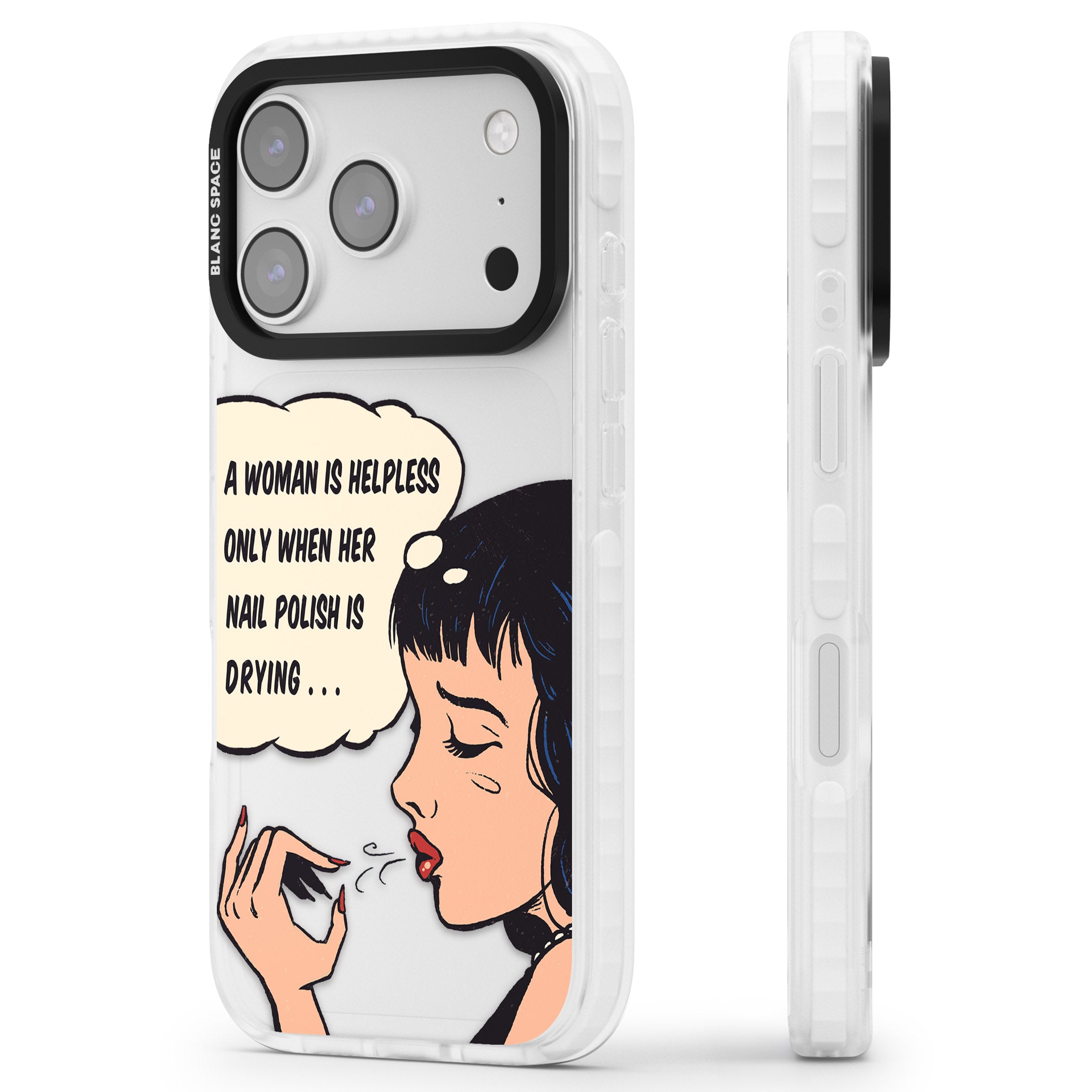 Drying Nails Pop Art iPhone 17 Pro Max Impact Clear Phone Case Side Profile