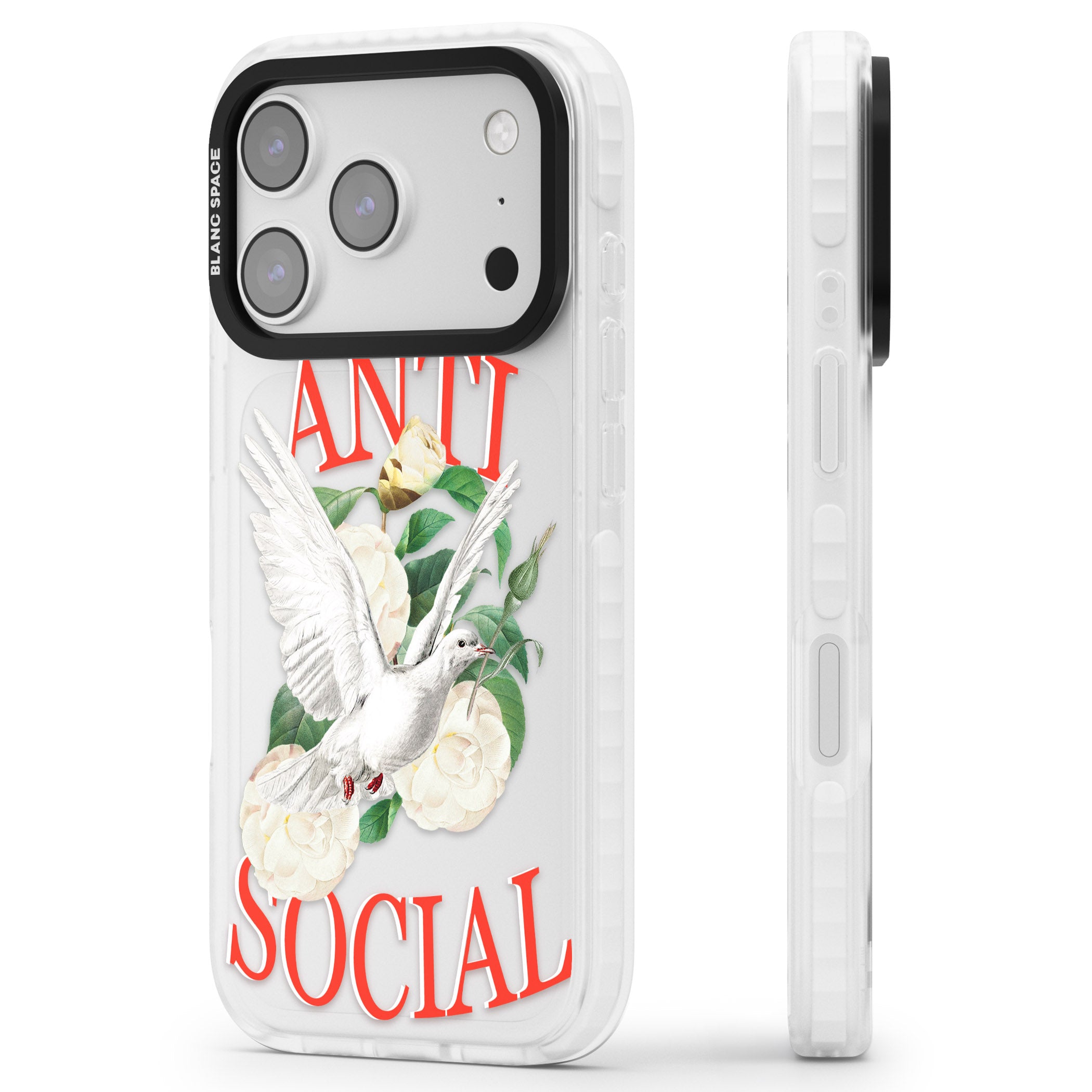 Anti Social iPhone 17 Pro Max Impact Clear Phone Case Side Profile