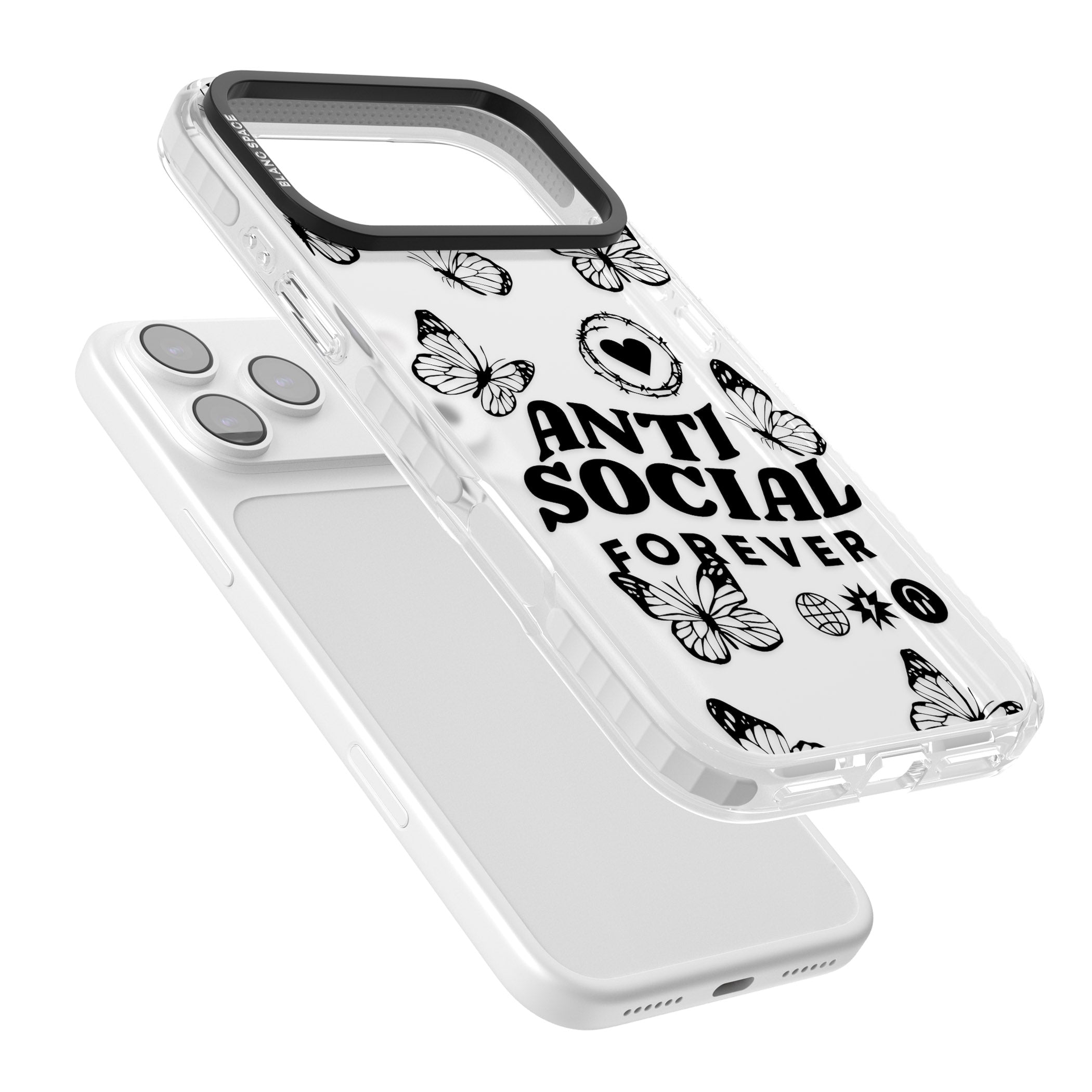 Anti Social Forever iPhone 17 Pro Max Impact Clear Phone Case Colours