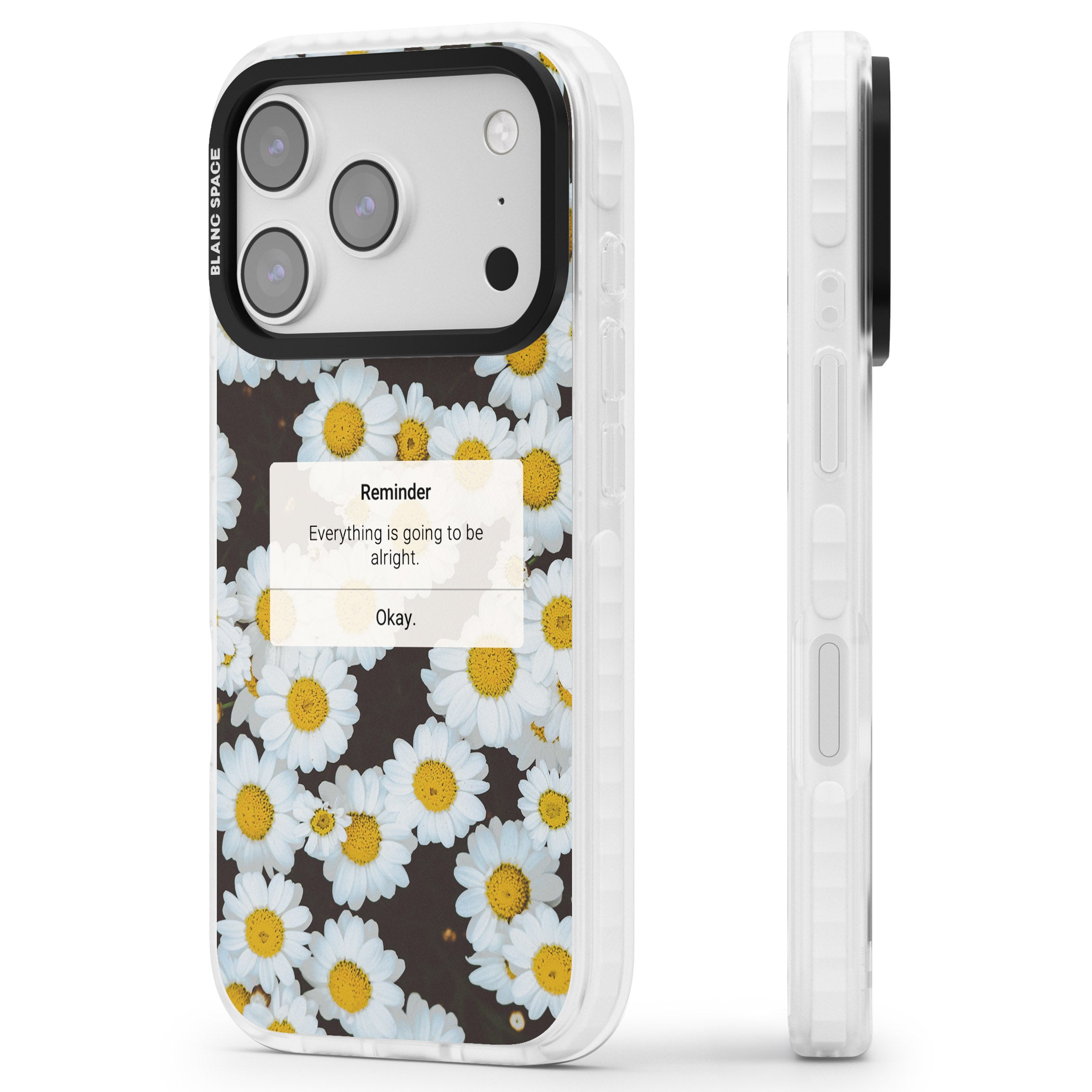 Daisy Reminder iPhone 17 Pro Max Impact Clear Phone Case Side Profile