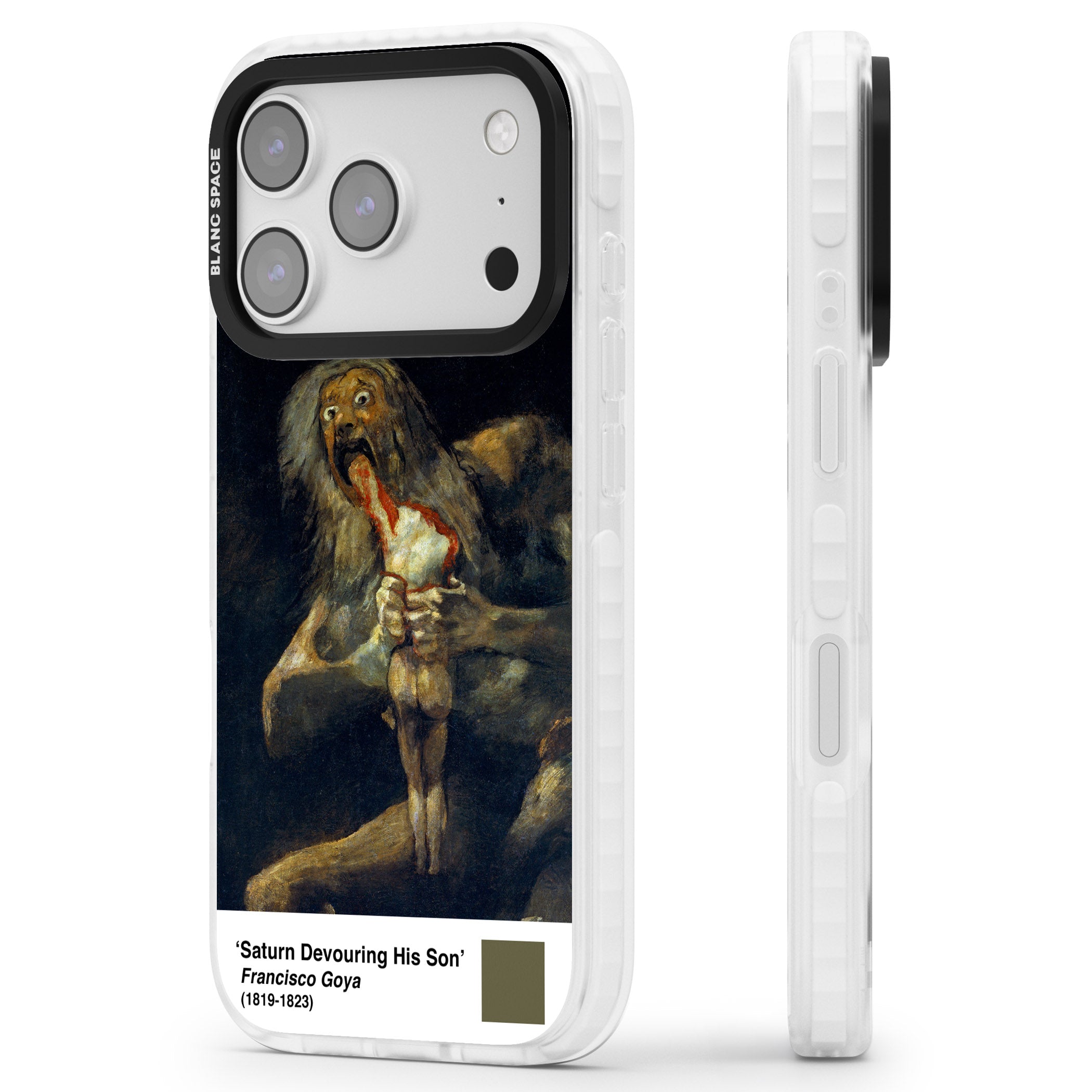 Saturn Devouring His Son iPhone 17 Pro Max Impact Clear Phone Case Side Profile