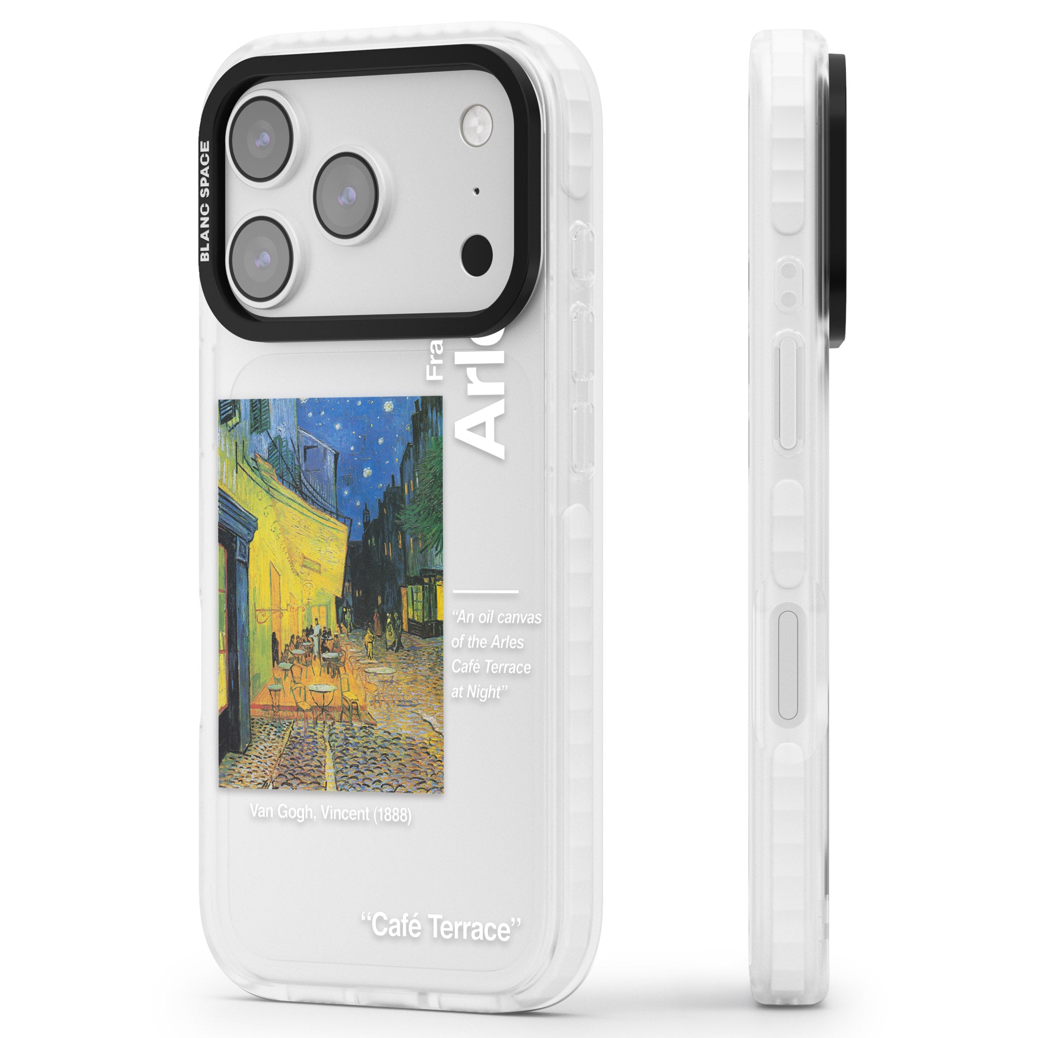 Cafe Terrace At Night iPhone 17 Pro Impact Clear Phone Case Side Profile