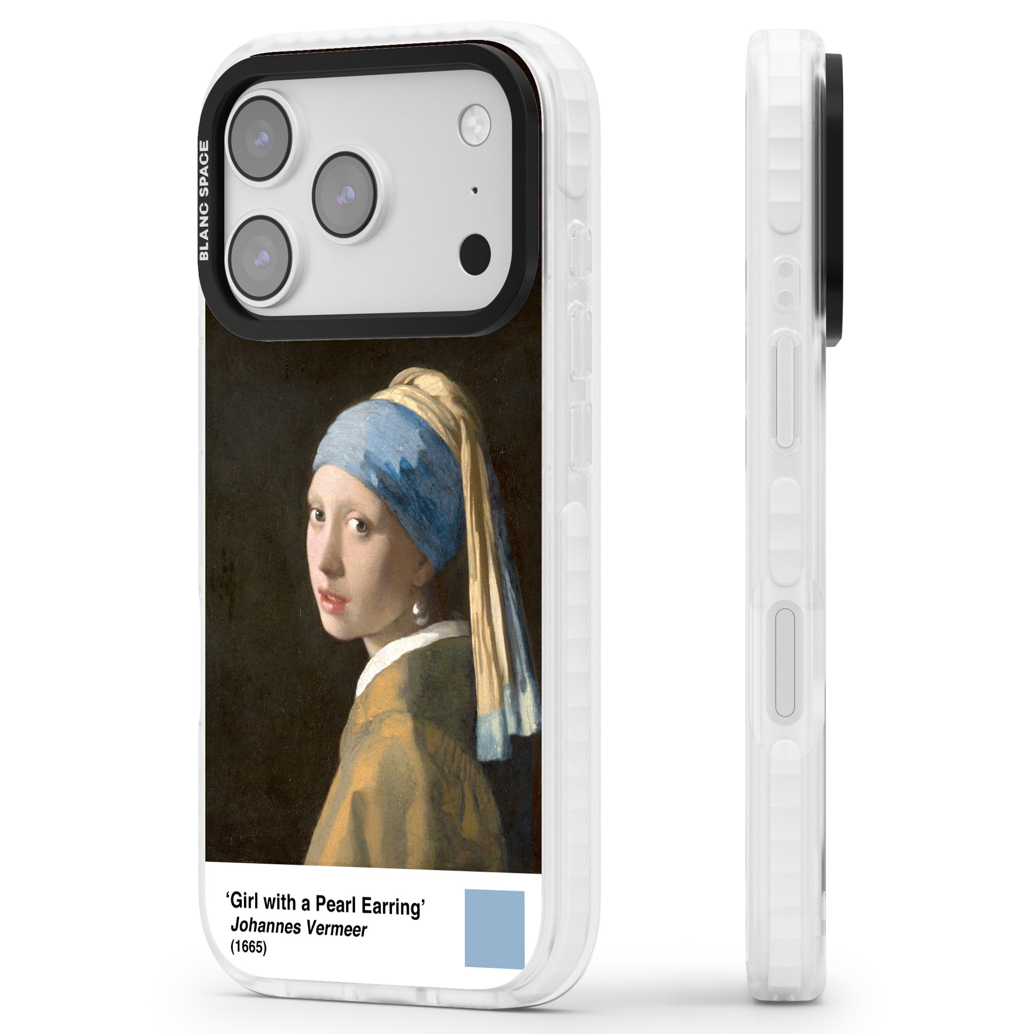 Girl With A Pearl Earring iPhone 17 Pro Max Impact Clear Phone Case Side Profile