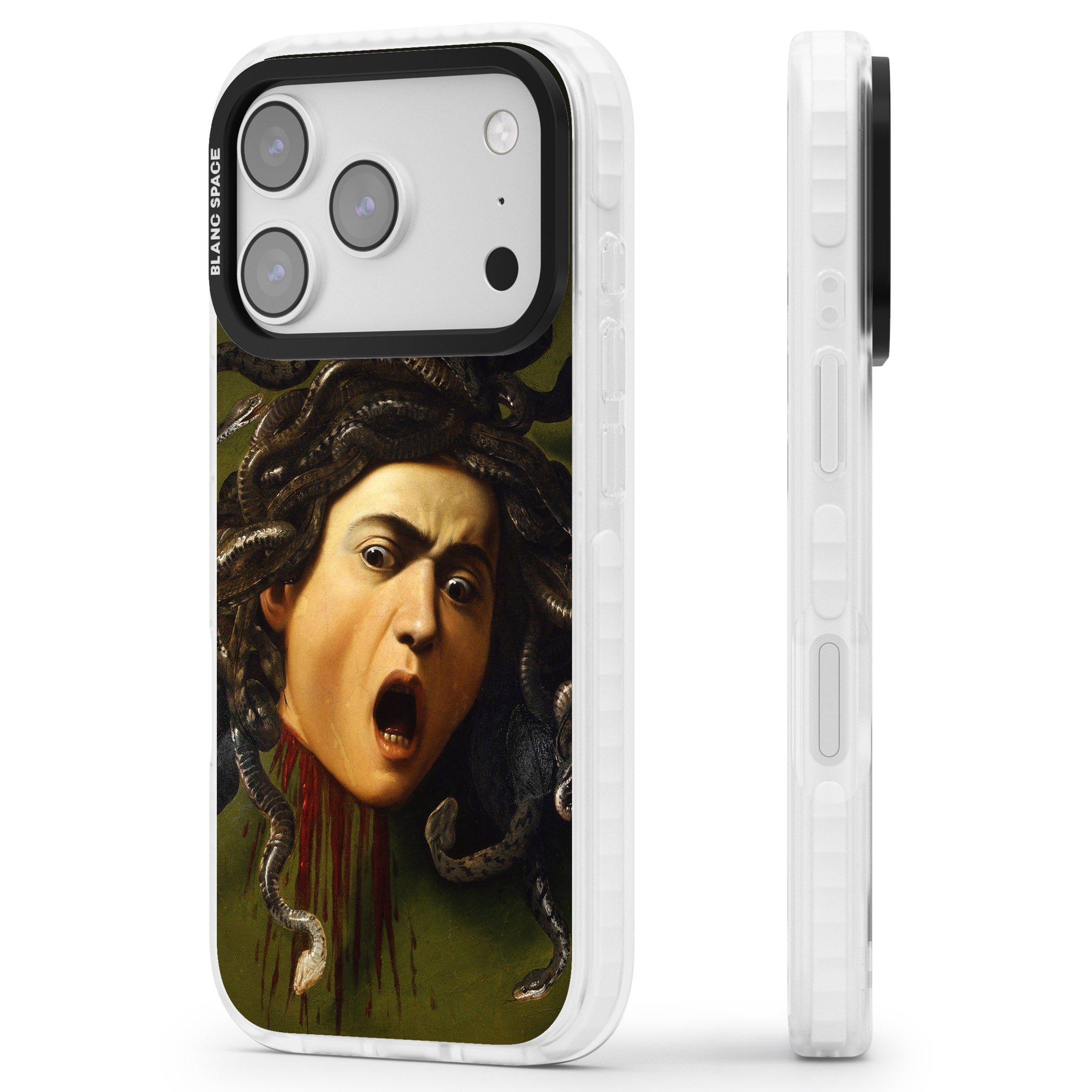 Head of Medusa iPhone 17 Pro Max Impact Clear Phone Case Side Profile