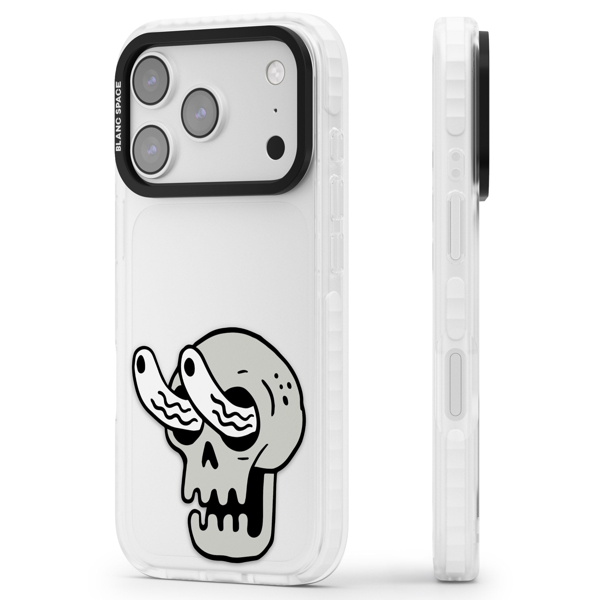 Skull Eyes iPhone 17 Pro Max Impact Clear Phone Case Side Profile