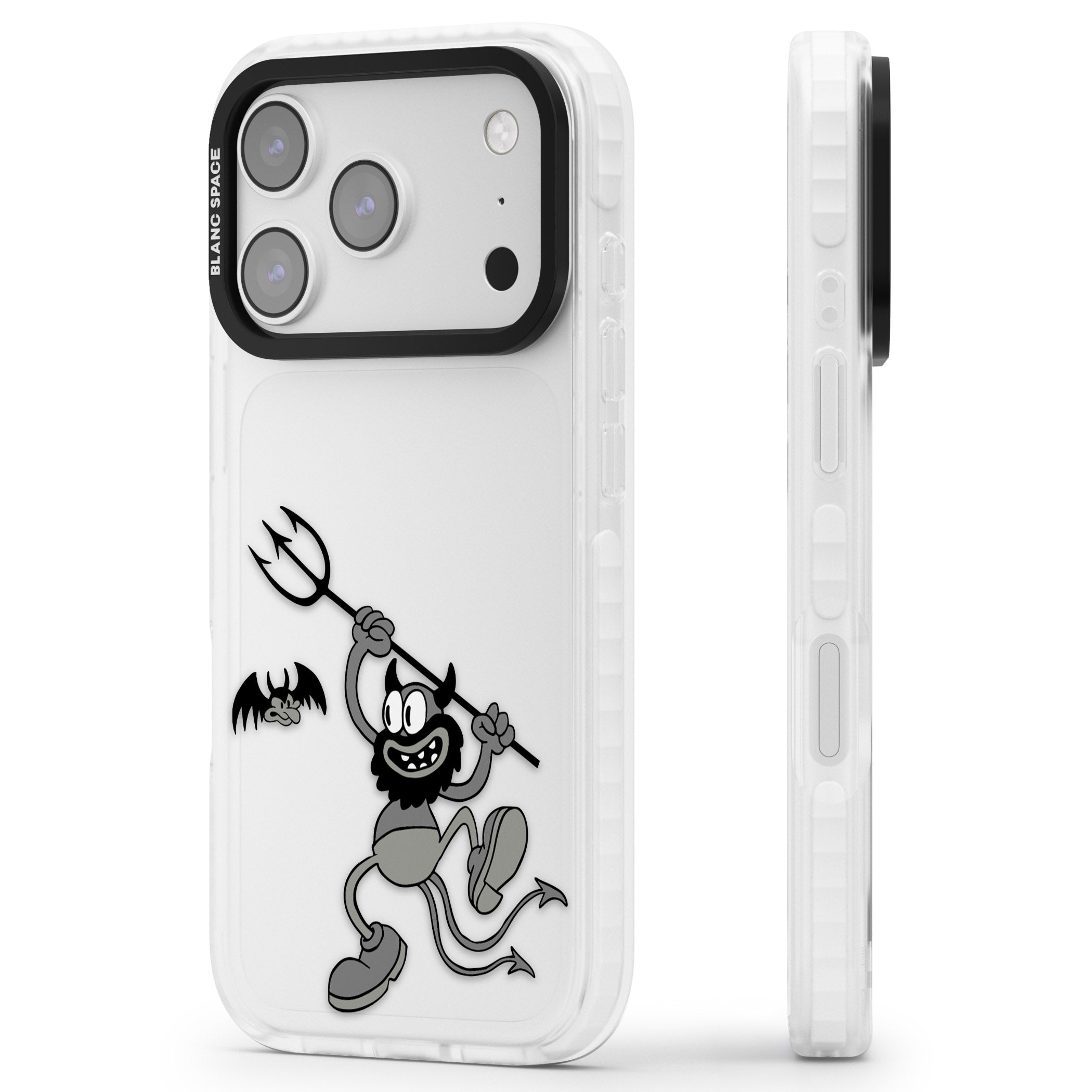 Dancing Devil iPhone 17 Pro Max Impact Clear Phone Case Side Profile