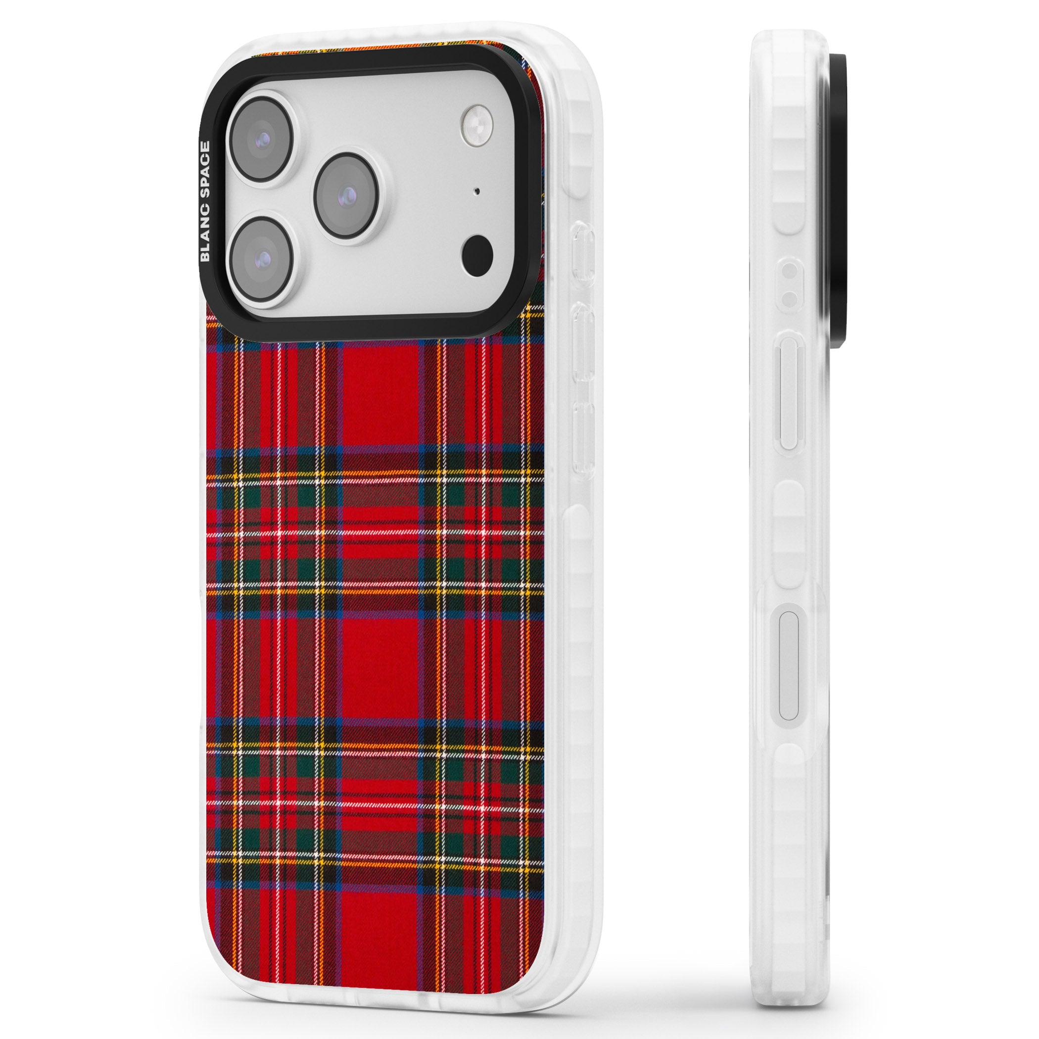 Royal Stewart Tartan iPhone 17 Pro Max Impact Clear Phone Case Side Profile