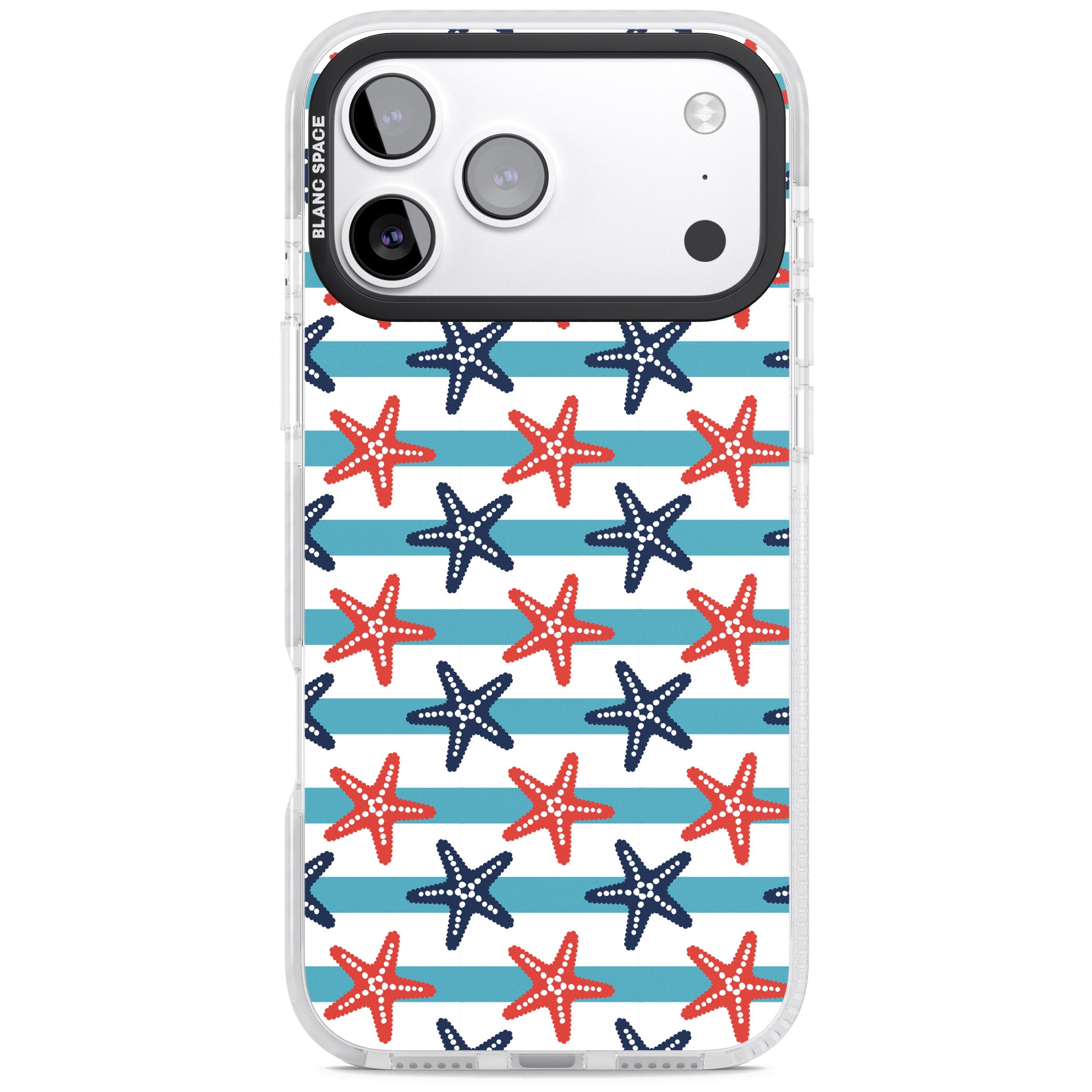 Nautical Starfish Stripe iPhone 17 Pro Max Impact Clear Phone Case