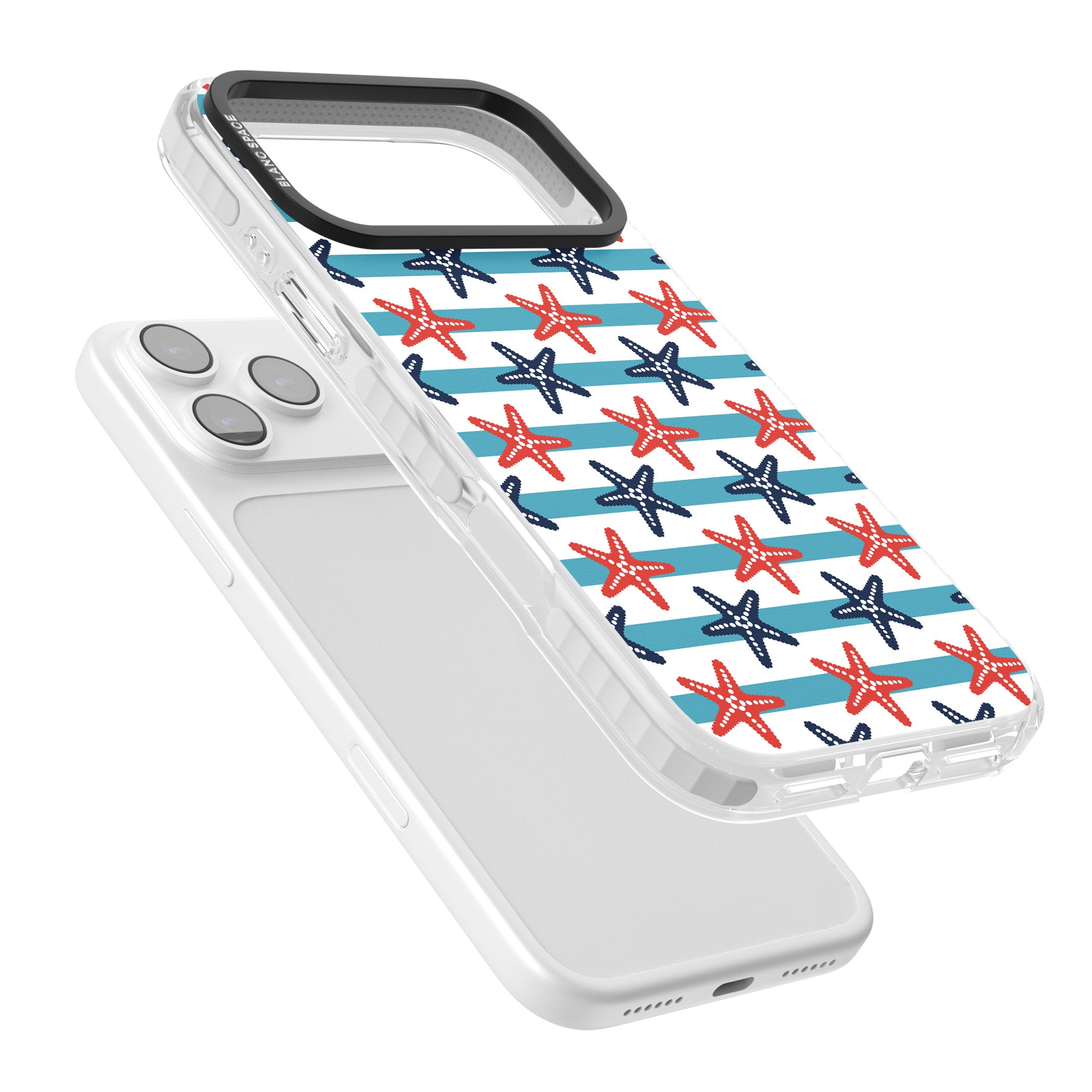 Nautical Starfish Stripe iPhone 17 Pro Max Impact Clear Phone Case Colours