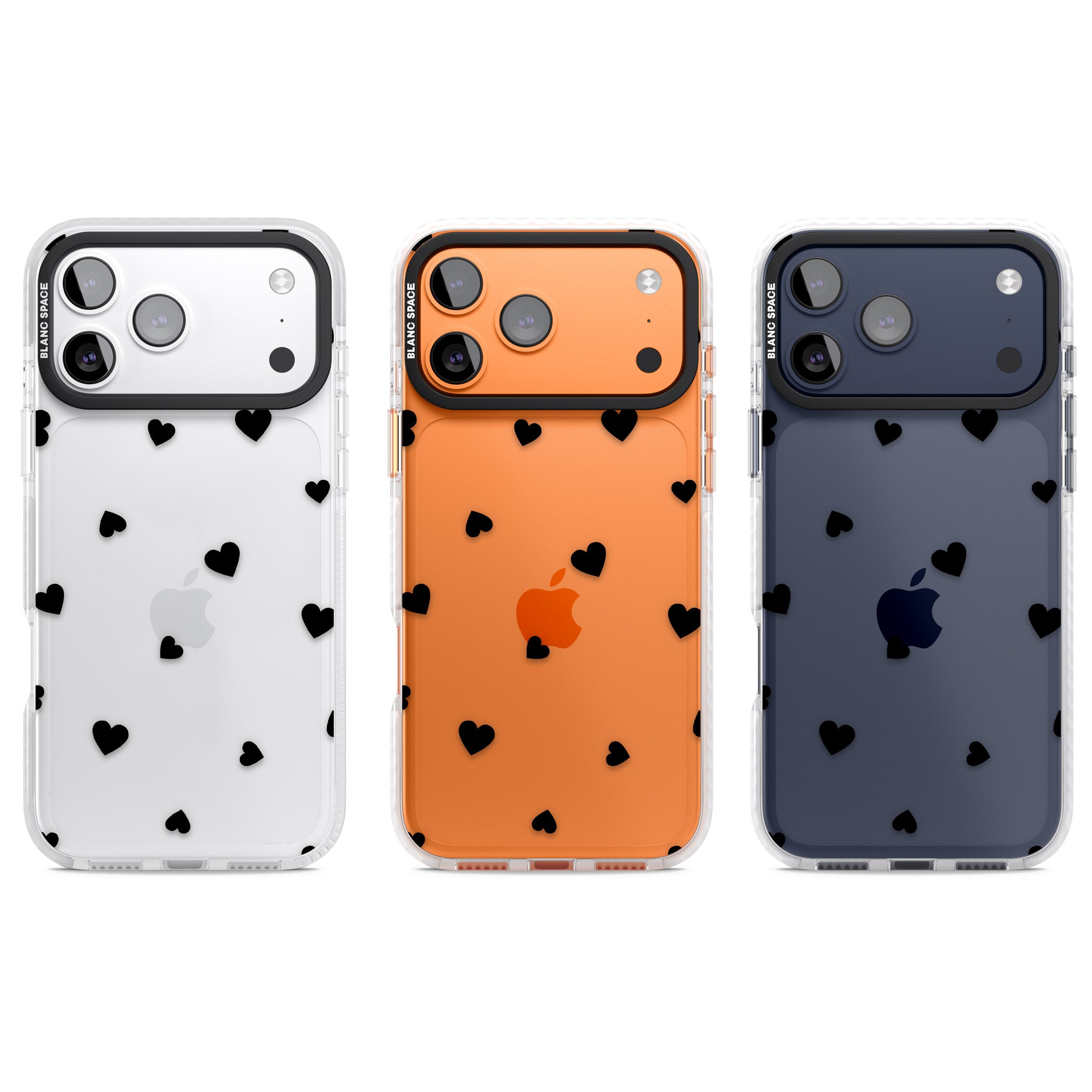 Black Hearts iPhone 17 Pro Impact Clear Phone Case APT Impact Protection