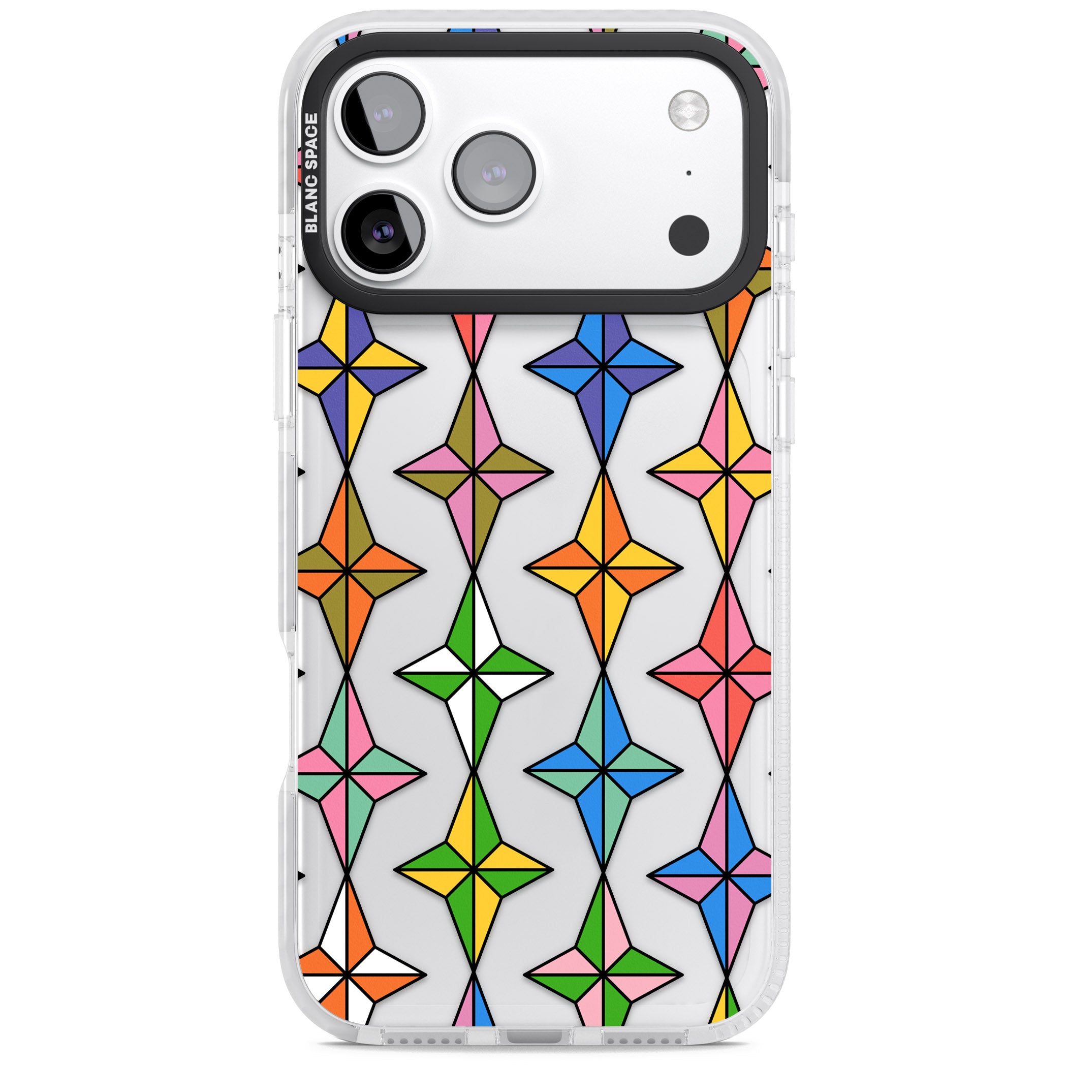 Multi Colour Stars Pattern iPhone 17 Pro Max Impact Clear Phone Case