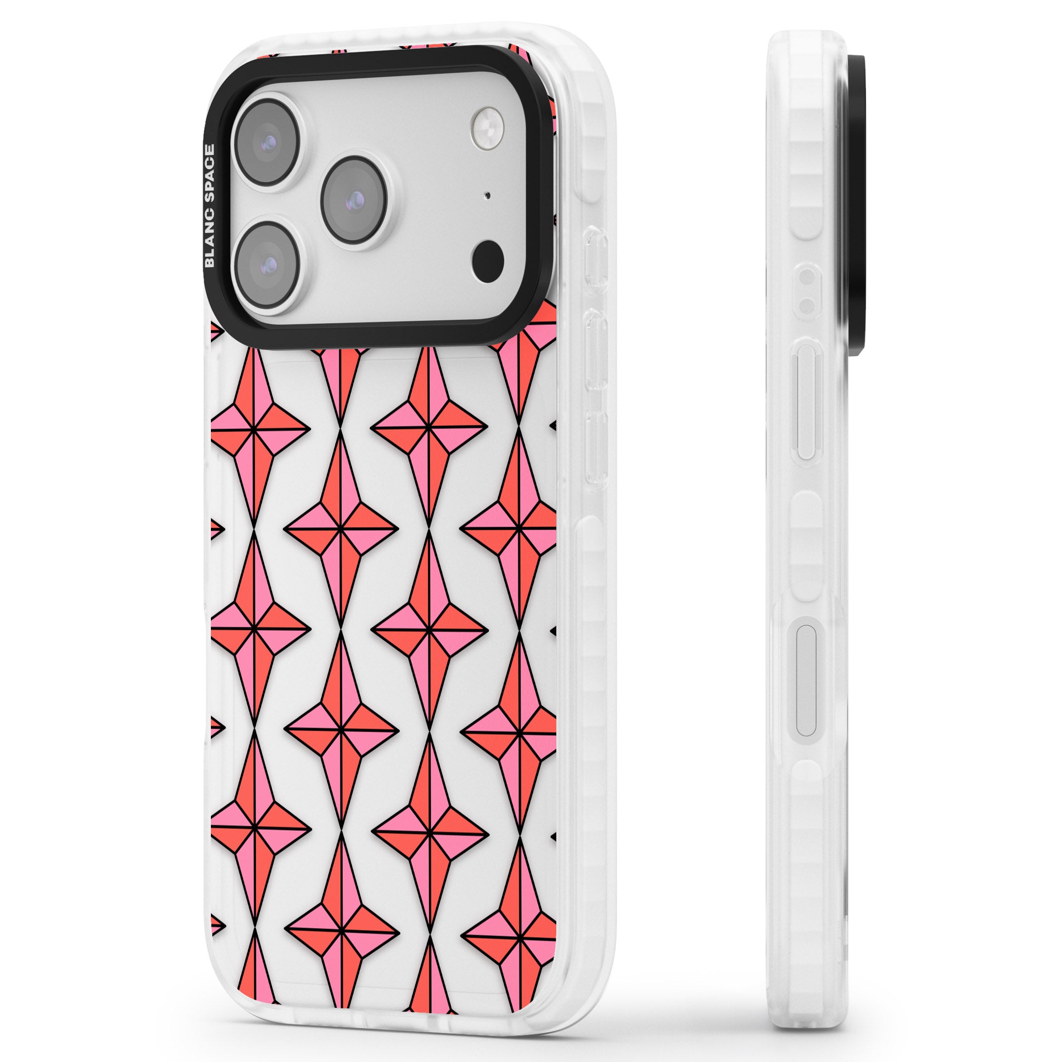 Rose Stars Pattern (Clear) iPhone 17 Pro Max Impact Clear Phone Case Side Profile
