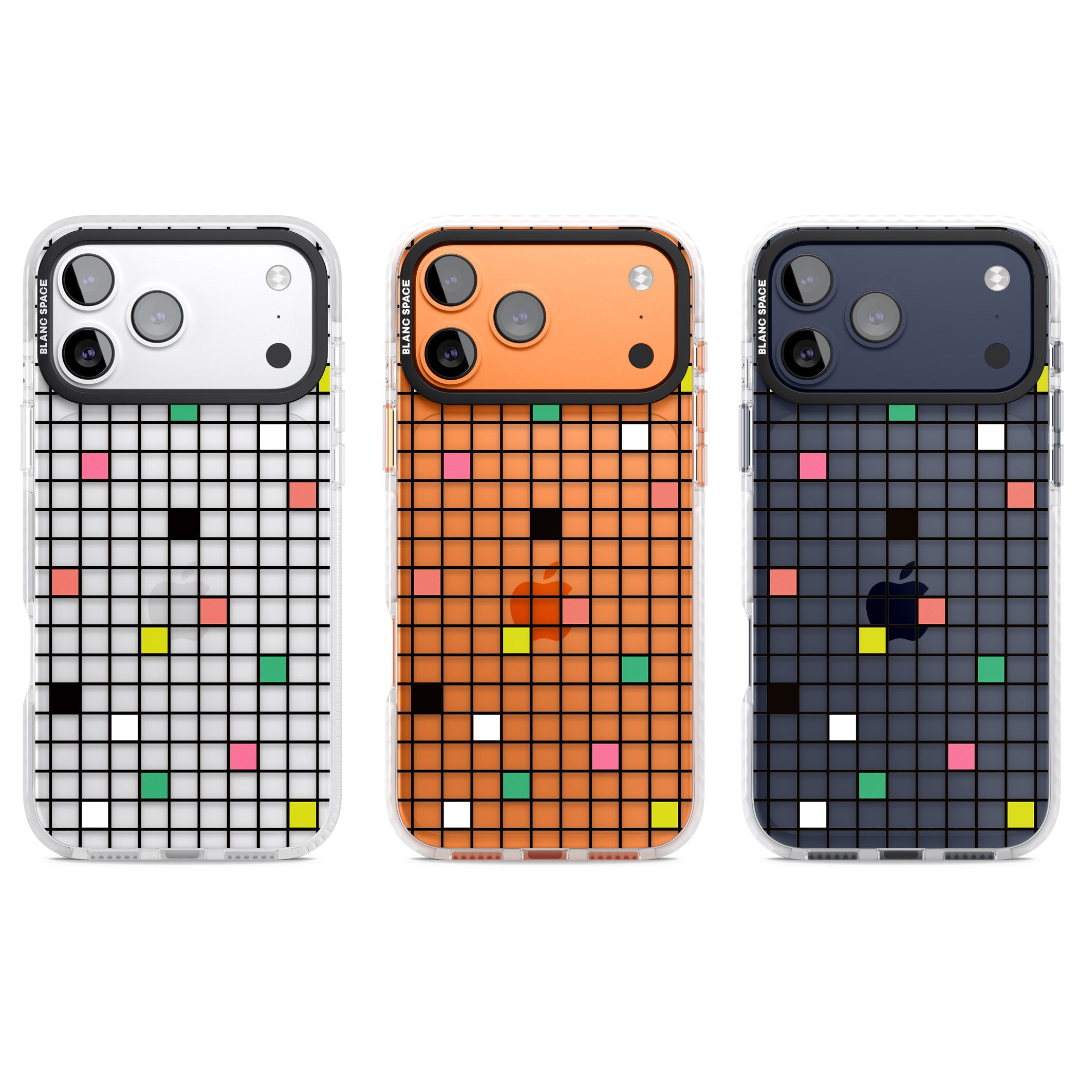 Vibrant Clear Geometric Grid iPhone 17 Pro Impact Clear Phone Case APT Impact Protection