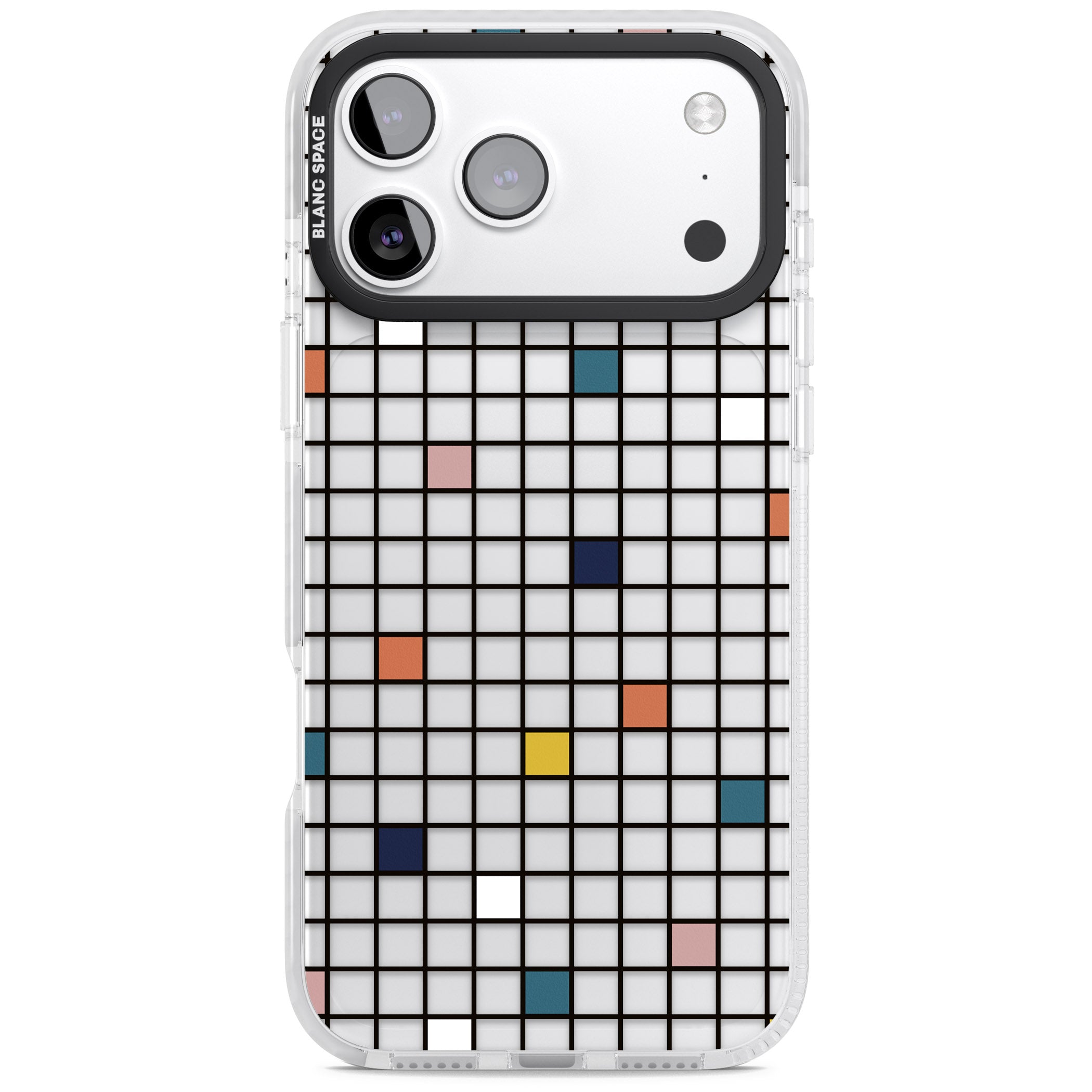 Earthtone Clear Geometric Grid iPhone 17 Pro Max Impact Clear Phone Case