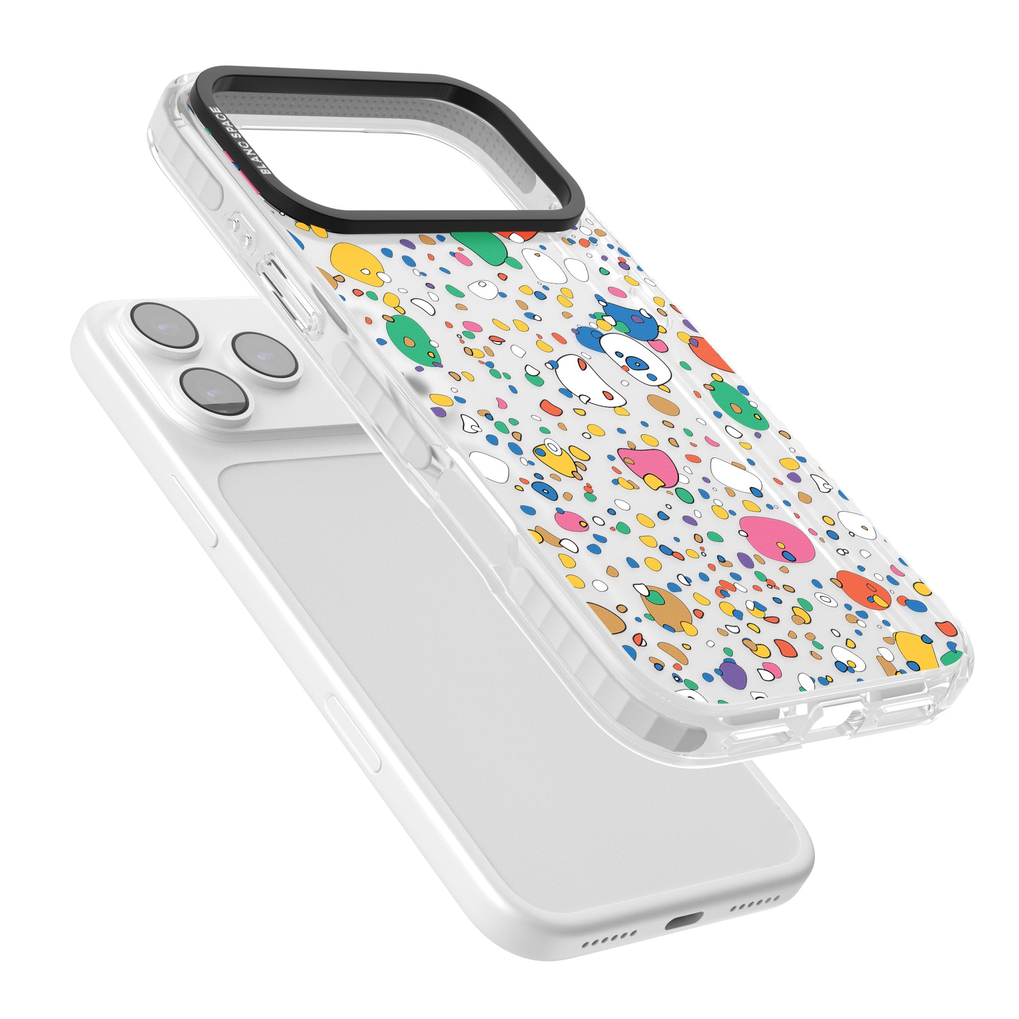 Colourful Confetti Pebbles iPhone 17 Pro Max Impact Clear Phone Case Colours