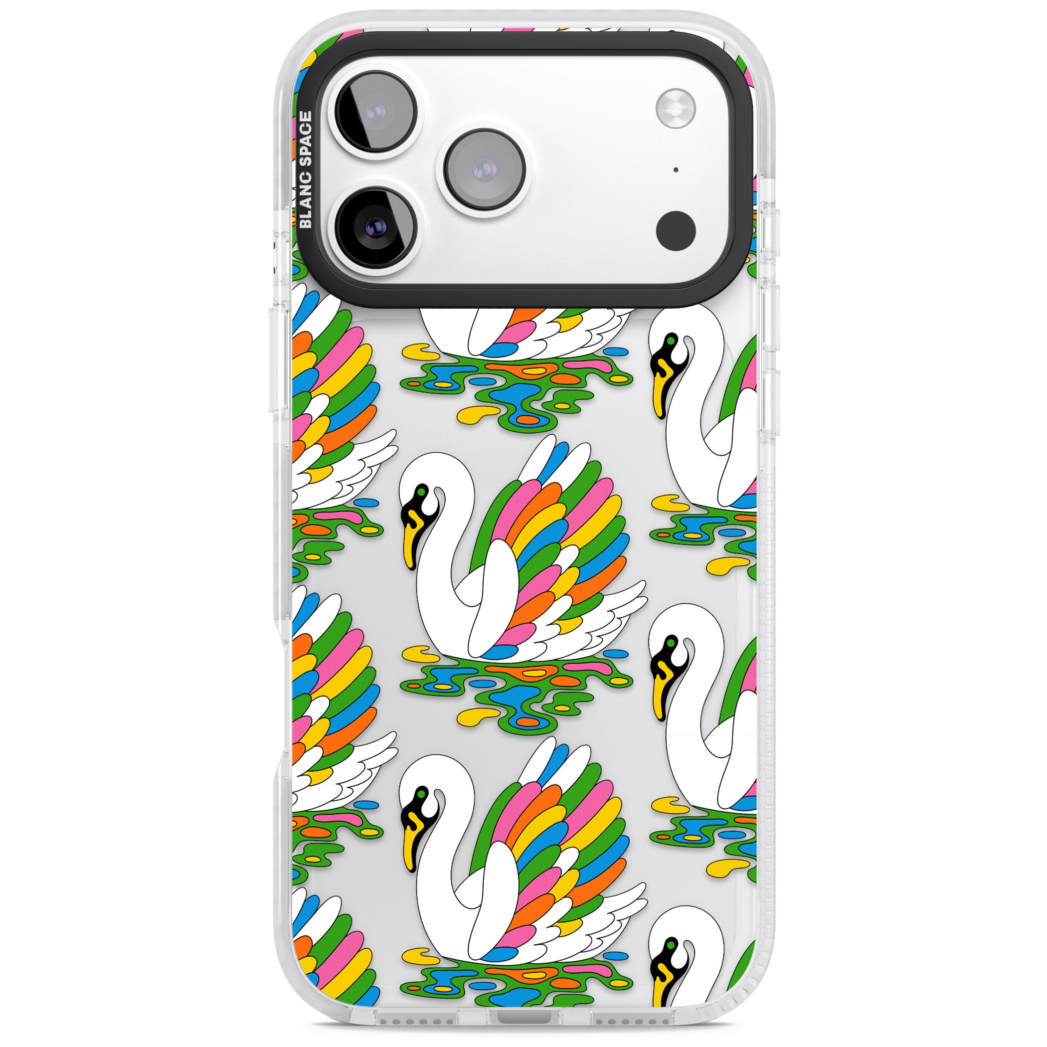 Colourful Swan Pattern iPhone 17 Pro Max Impact Clear Phone Case
