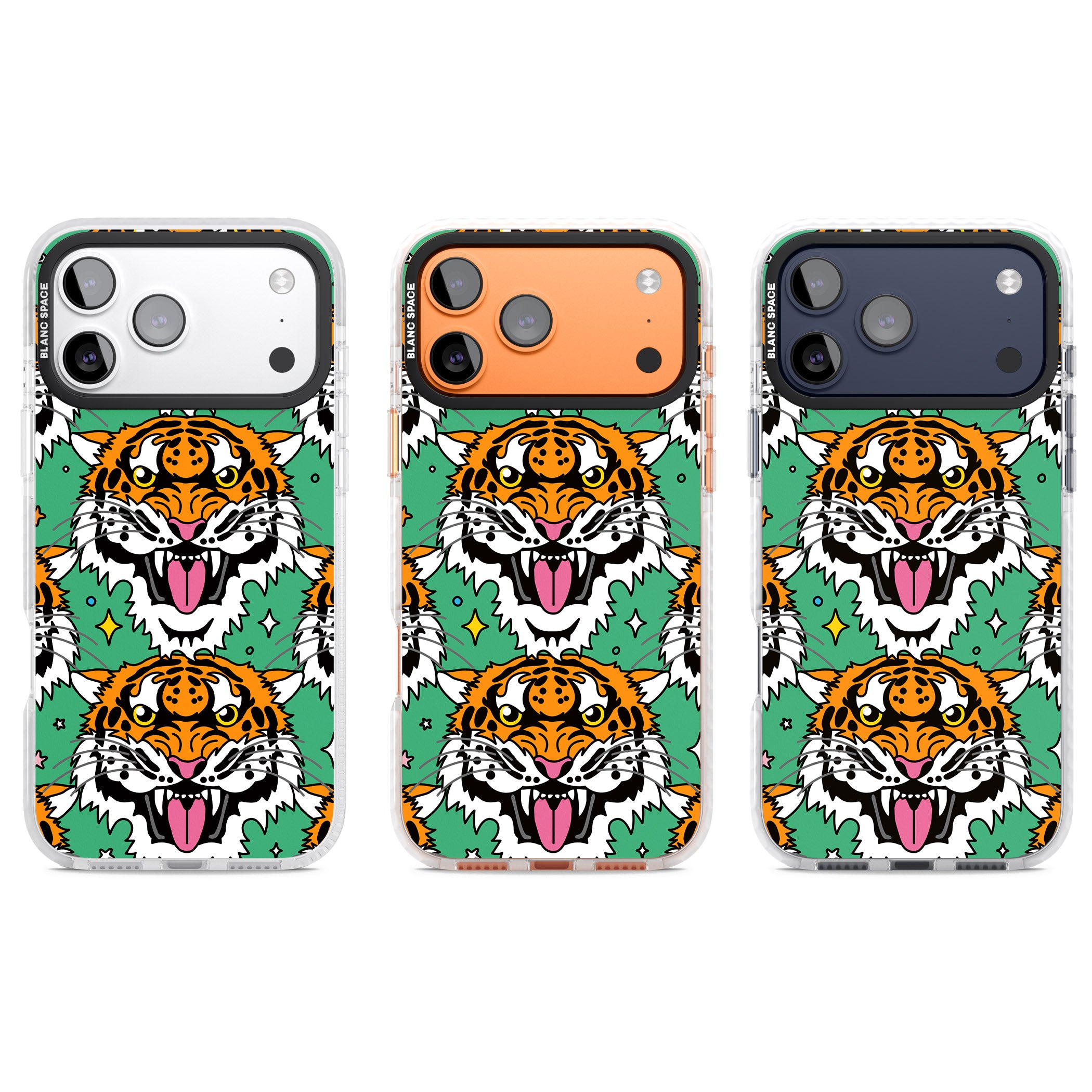 Fierce Jungle Tigers (Green) iPhone 17 Pro Impact Clear Phone Case APT Impact Protection