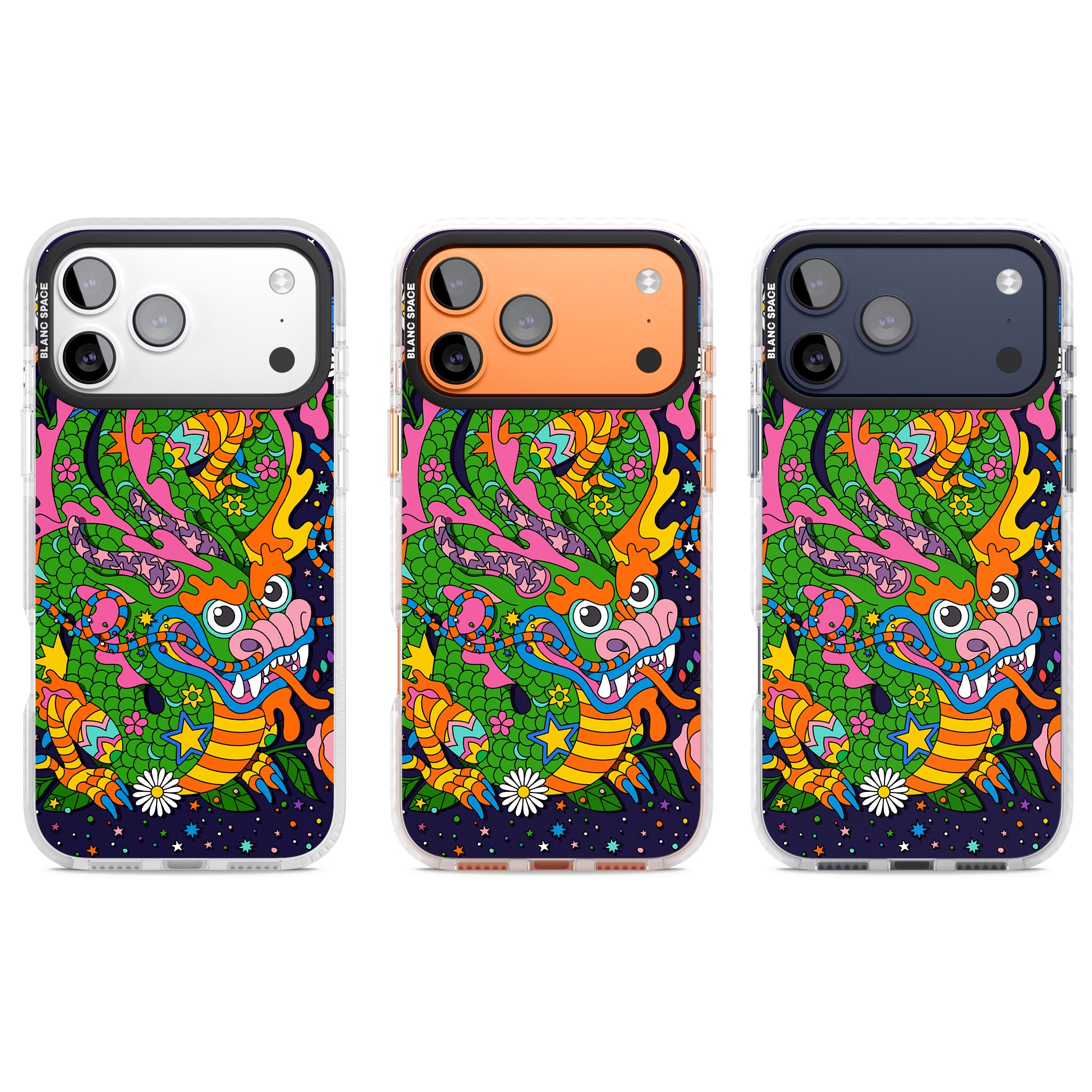 Psychedelic Jungle Dragon (Purple) iPhone 17 Pro Impact Clear Phone Case APT Impact Protection