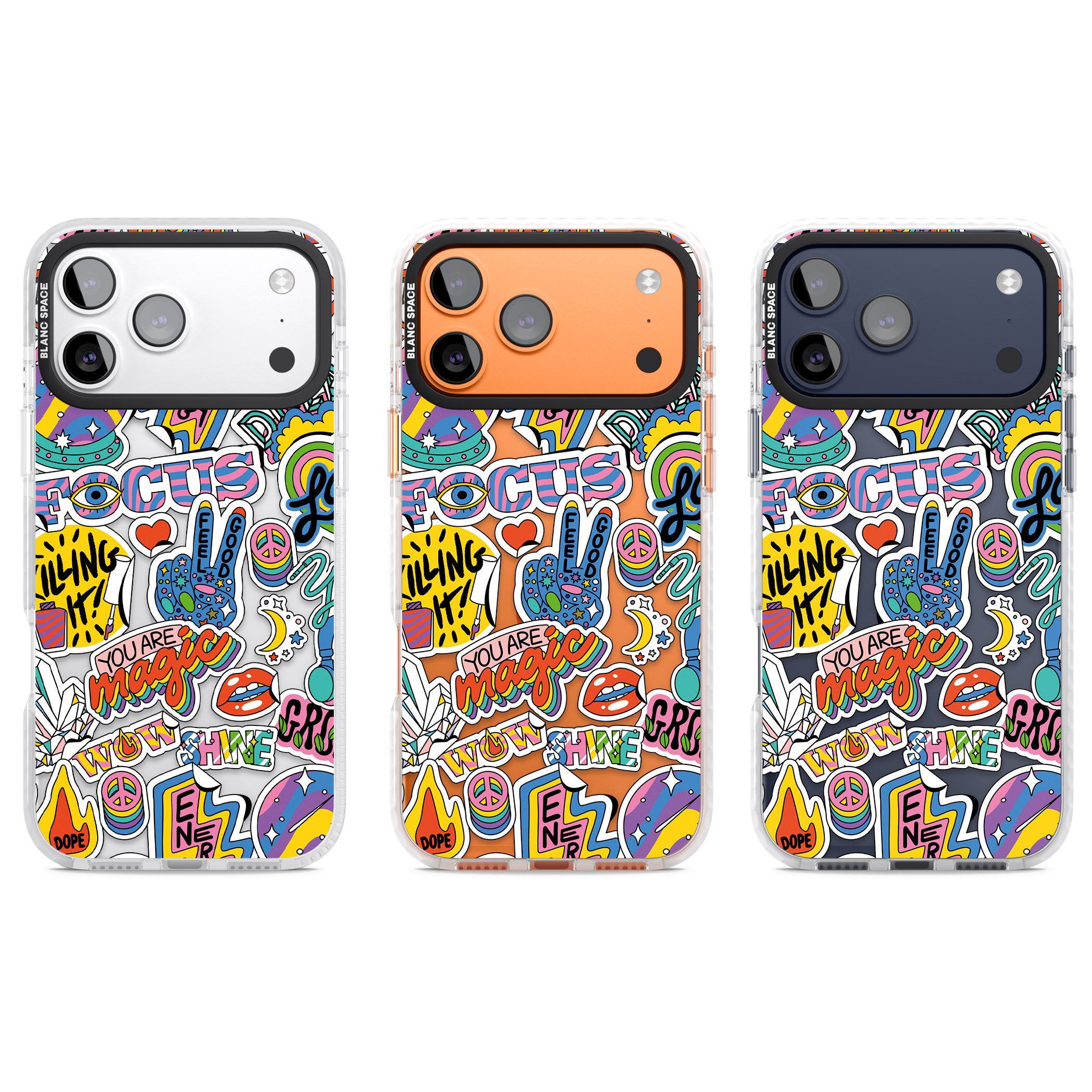 Magic Sticker Collage iPhone 17 Pro Impact Clear Phone Case APT Impact Protection