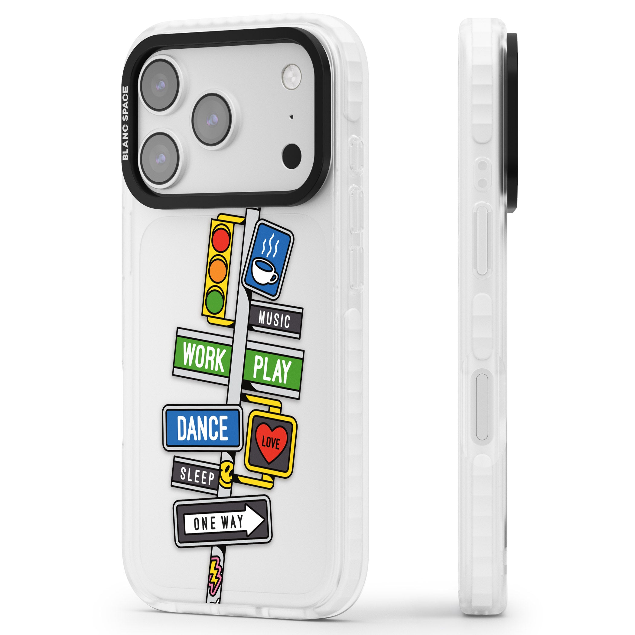 Mood Street Signs iPhone 17 Pro Max Impact Clear Phone Case Side Profile