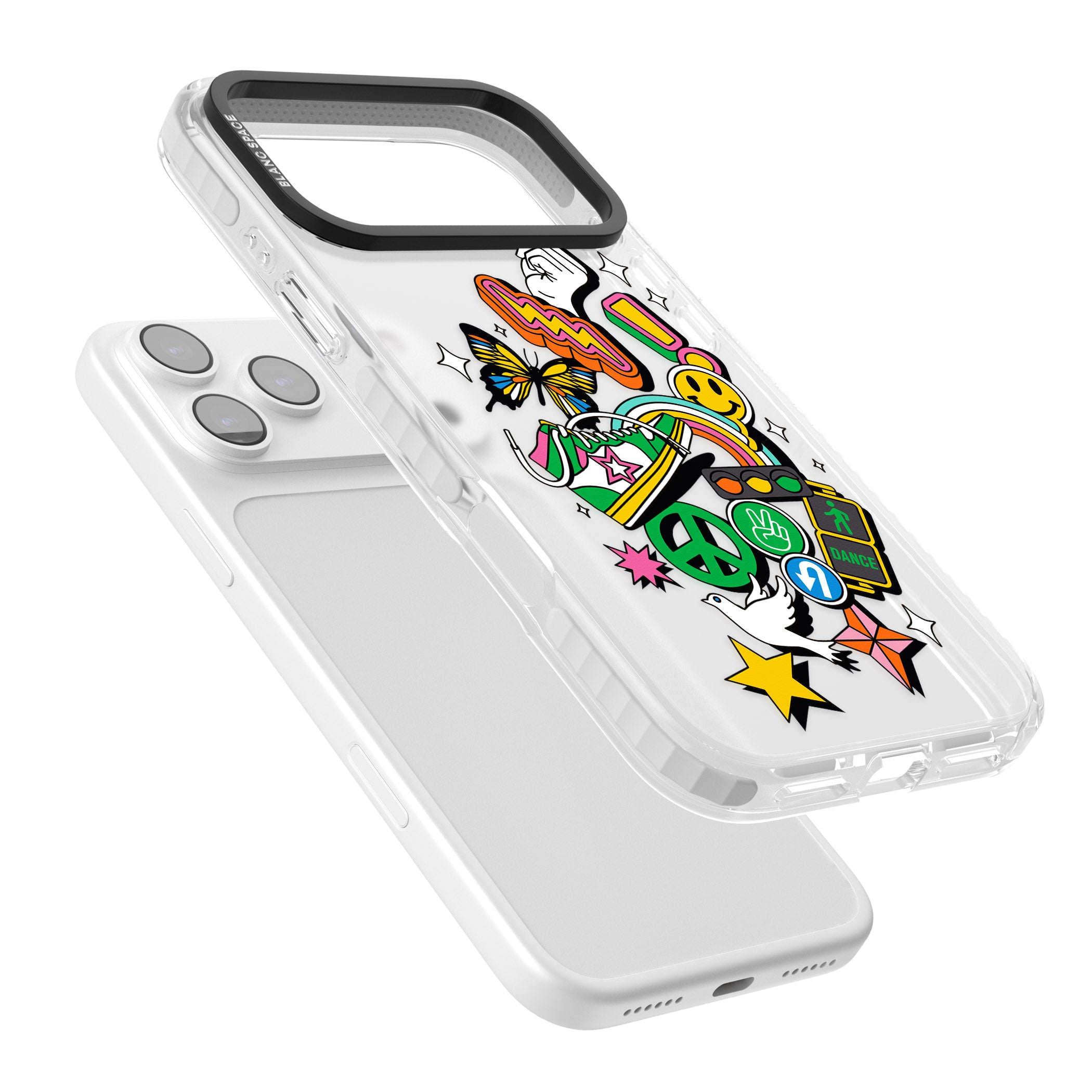Nostalgic Sticker Collage iPhone 17 Pro Max Impact Clear Phone Case Colours