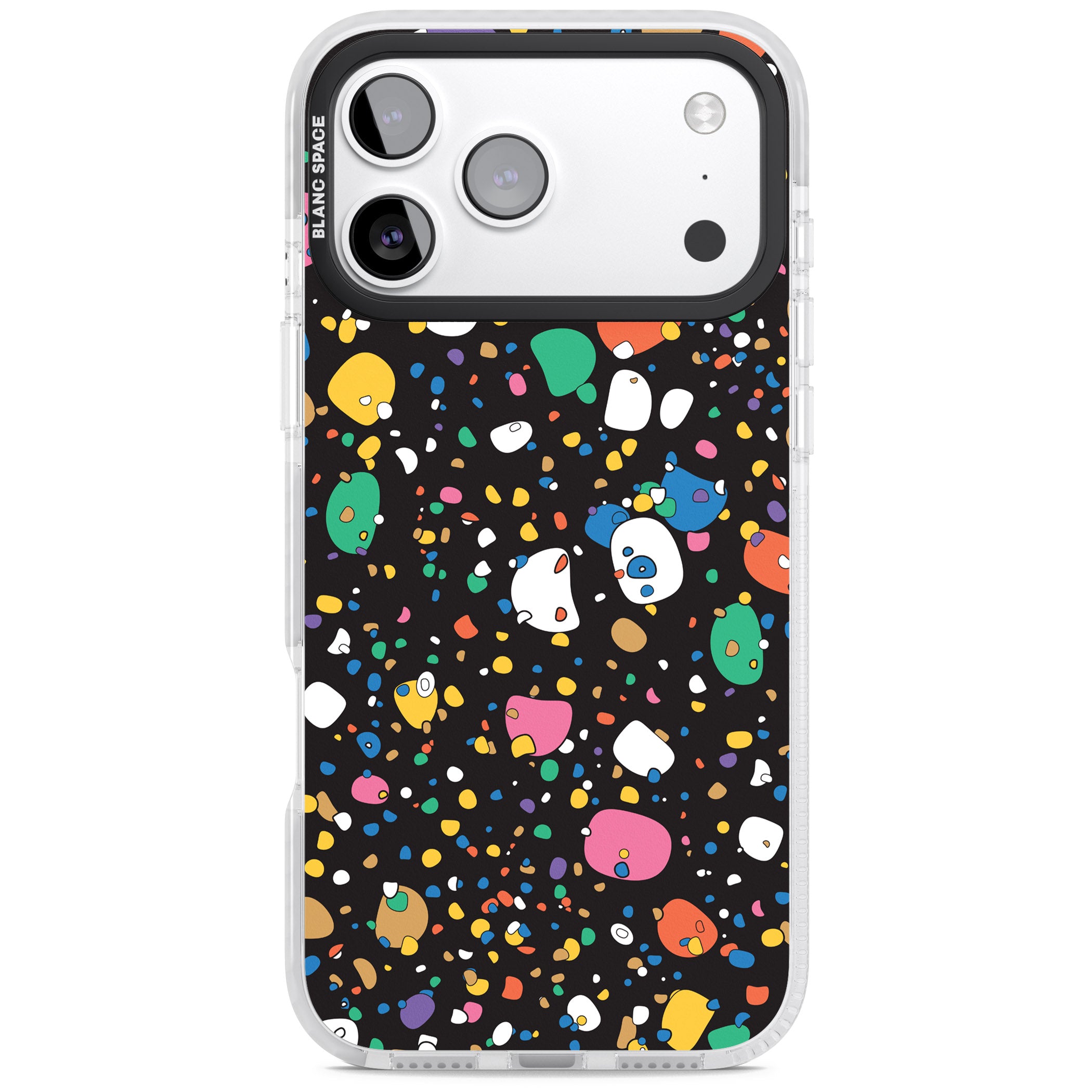 Colourful Confetti Pebbles (Black) iPhone 17 Pro Max Impact Clear Phone Case