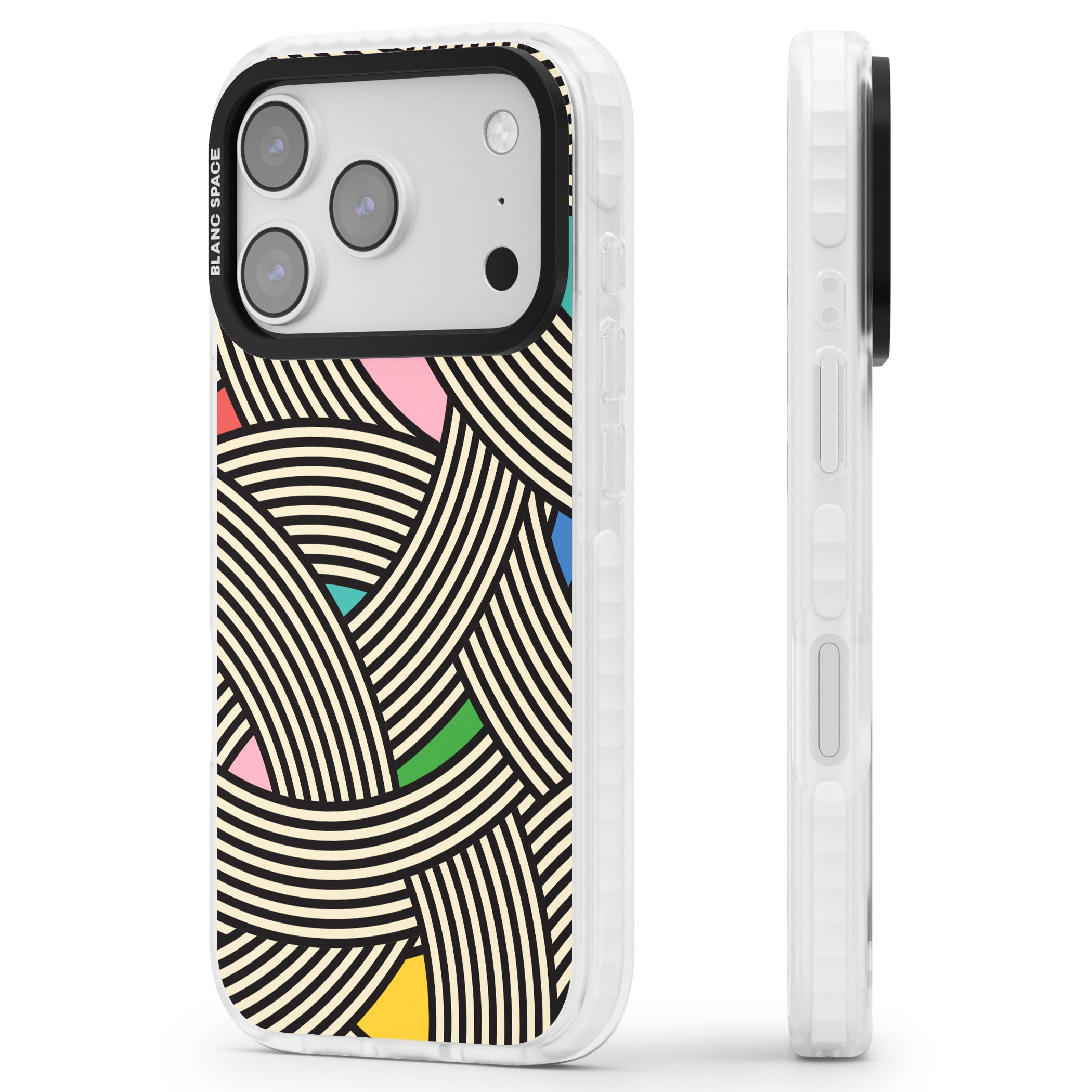 Multicolour Optic Waves iPhone 17 Pro Max Impact Clear Phone Case Side Profile