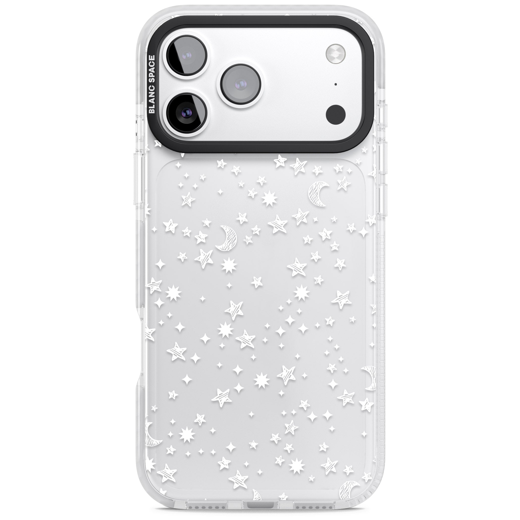 White Cosmic Galaxy Pattern iPhone 17 Pro Max Impact Clear Phone Case