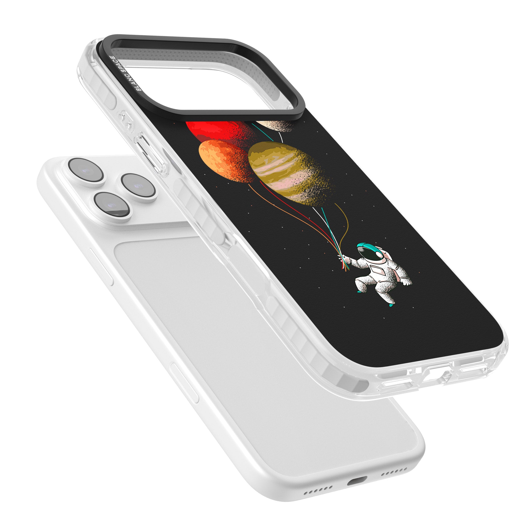 Astronaut Balloon Planets iPhone 17 Pro Max Impact Clear Phone Case Colours