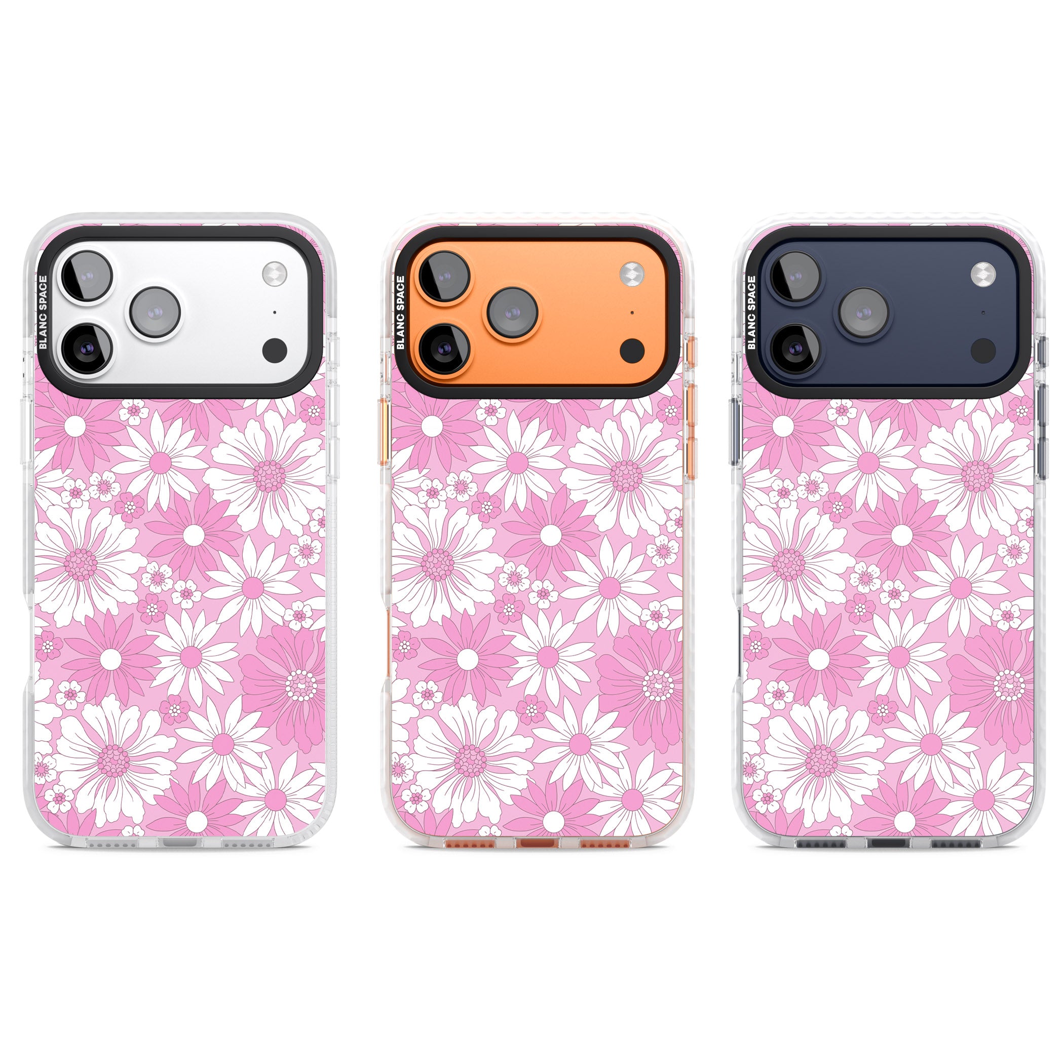 Pink White Flowers iPhone 17 Pro Impact Clear Phone Case APT Impact Protection