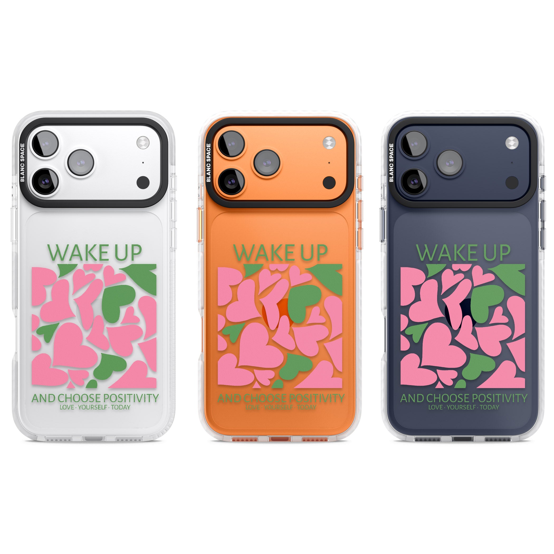 Wake Up And Choose Positivity iPhone 17 Pro Impact Clear Phone Case APT Impact Protection