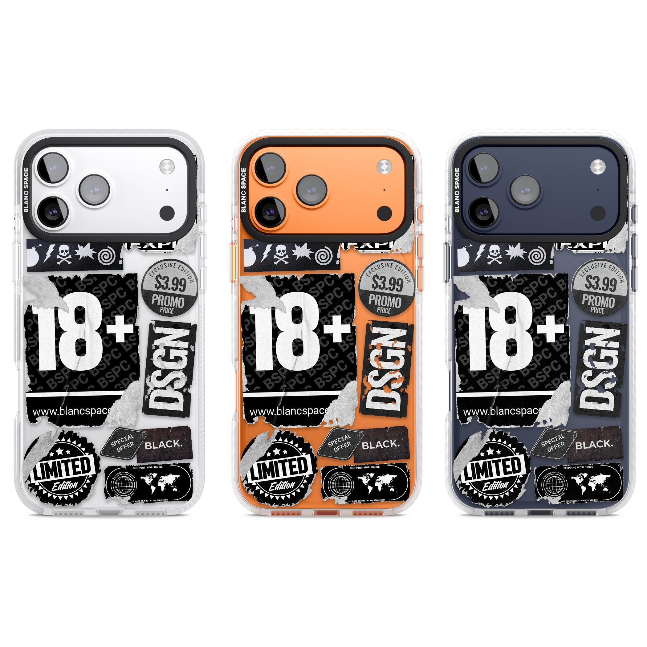 Black Sticker Mix iPhone 17 Pro Impact Clear Phone Case APT Impact Protection