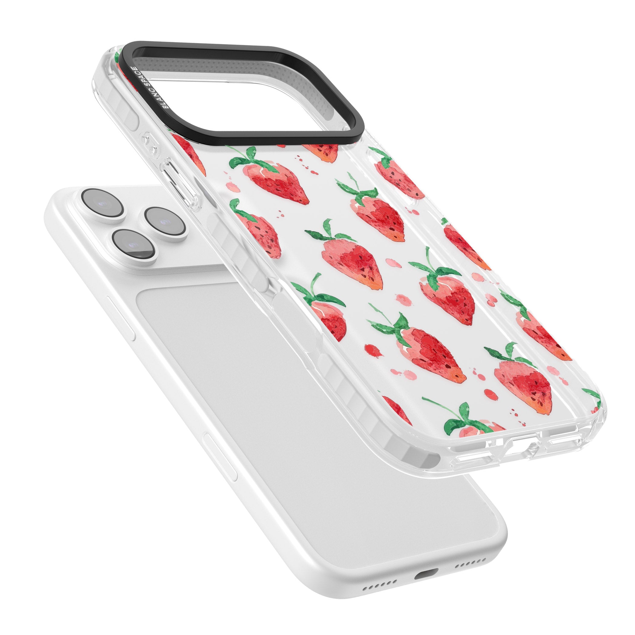 Strawberry Watercolour iPhone 17 Pro Max Impact Clear Phone Case Colours