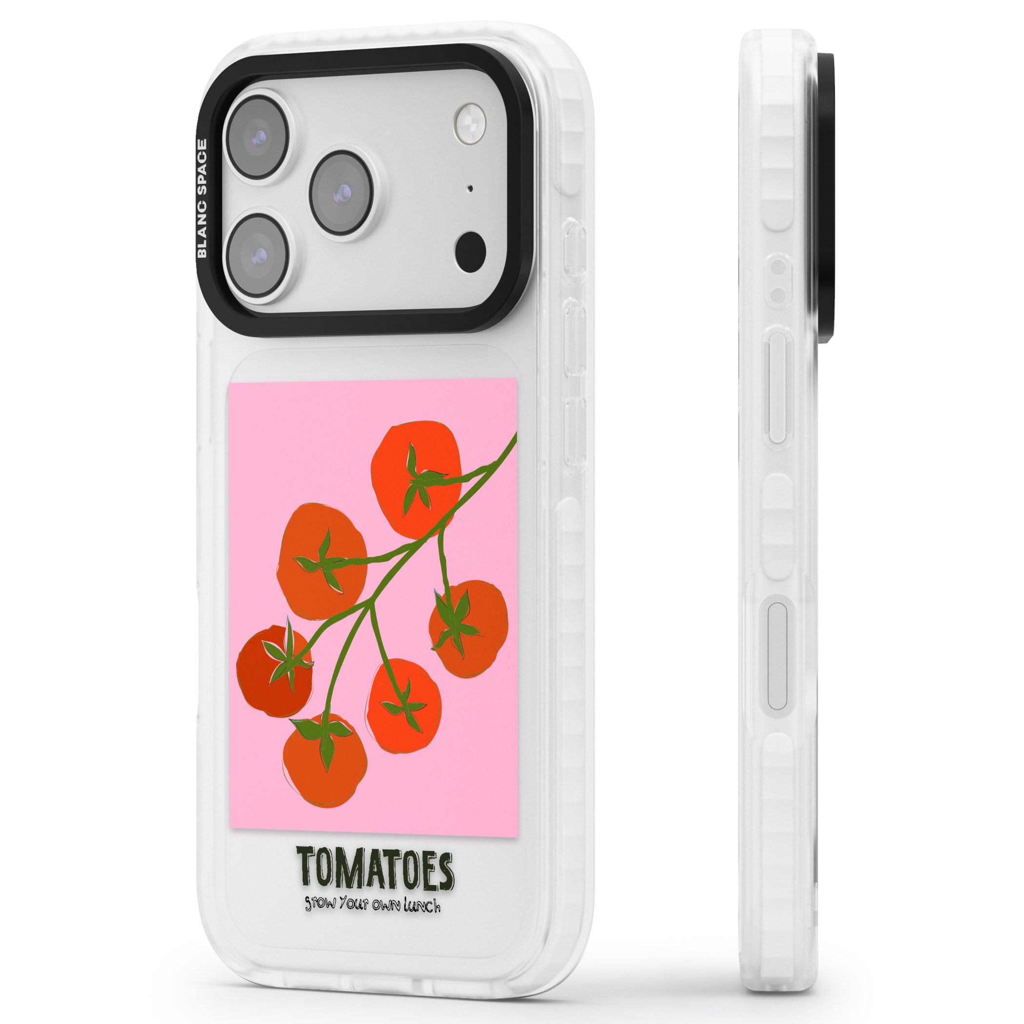 Own Tomatoes iPhone 17 Pro Max Impact Clear Phone Case Side Profile