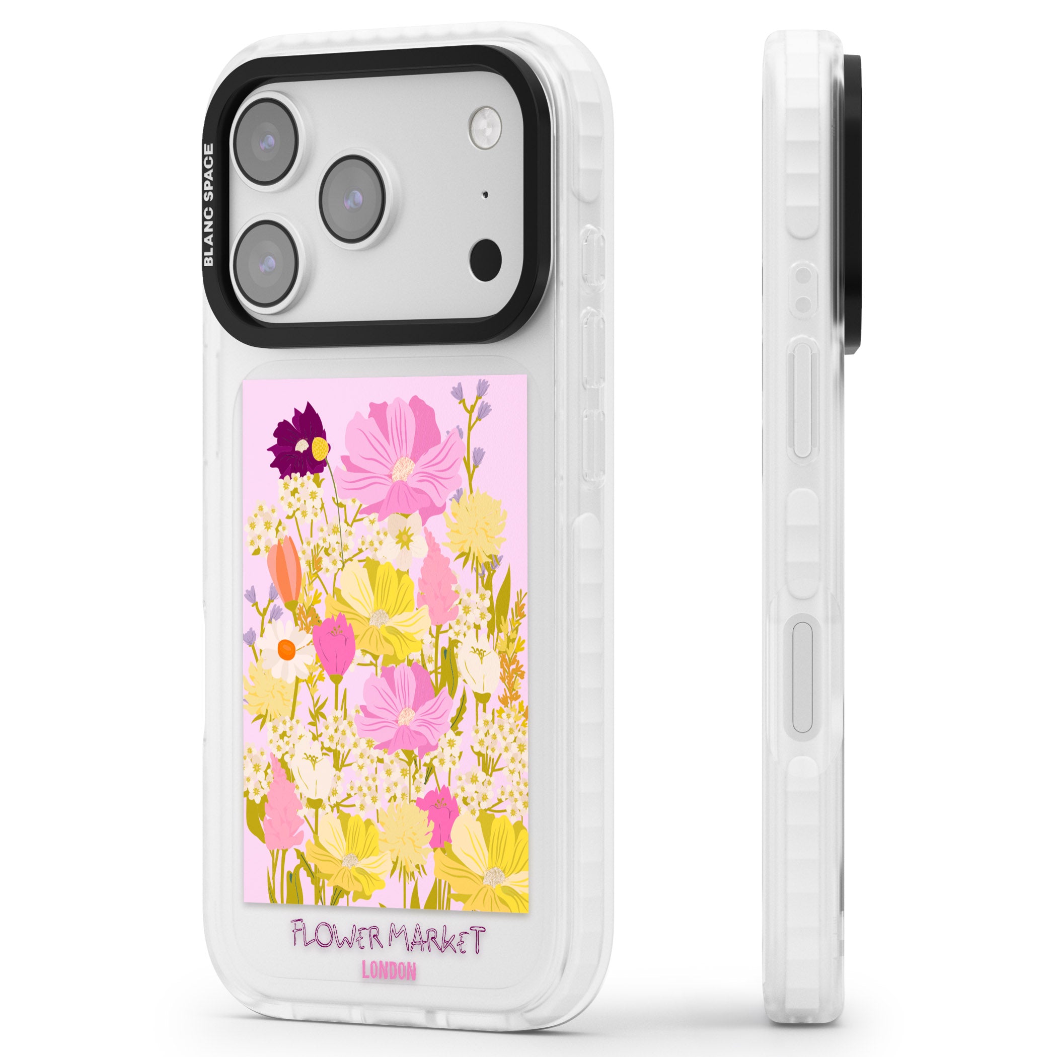 Flower Market iPhone 17 Pro Max Impact Clear Phone Case Side Profile
