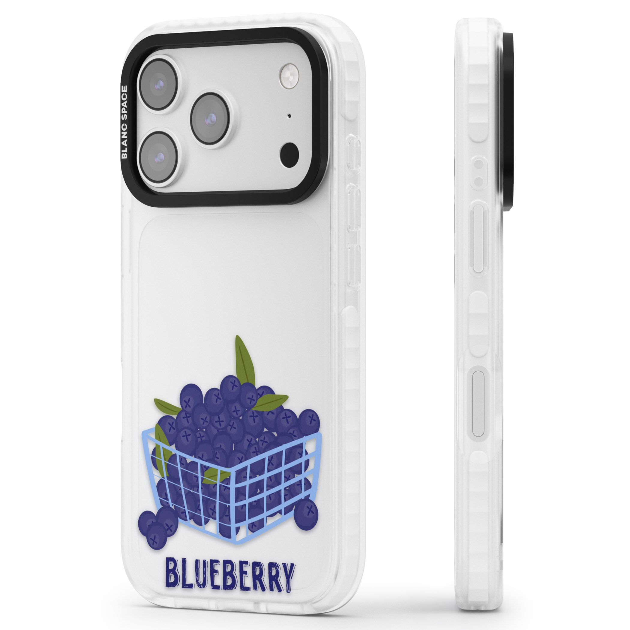 Blueberry Basket iPhone 17 Pro Max Impact Clear Phone Case Side Profile