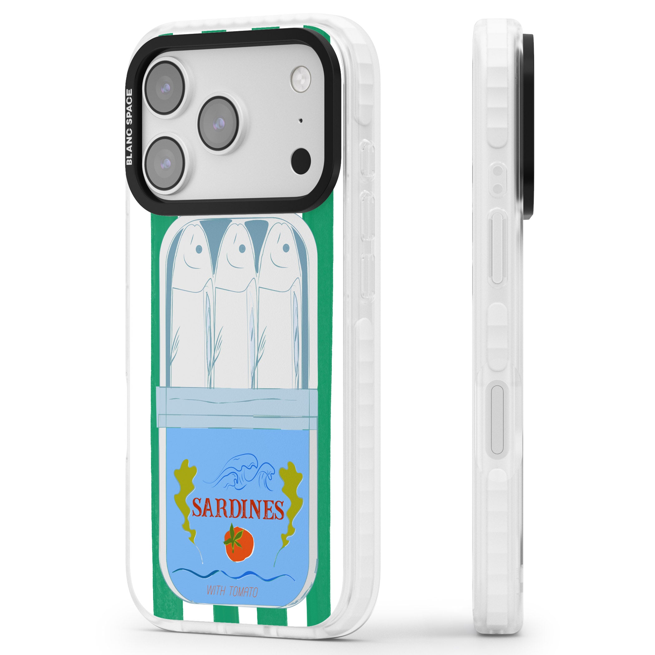 Italian Coastal Sardines iPhone 17 Pro Max Impact Clear Phone Case Side Profile