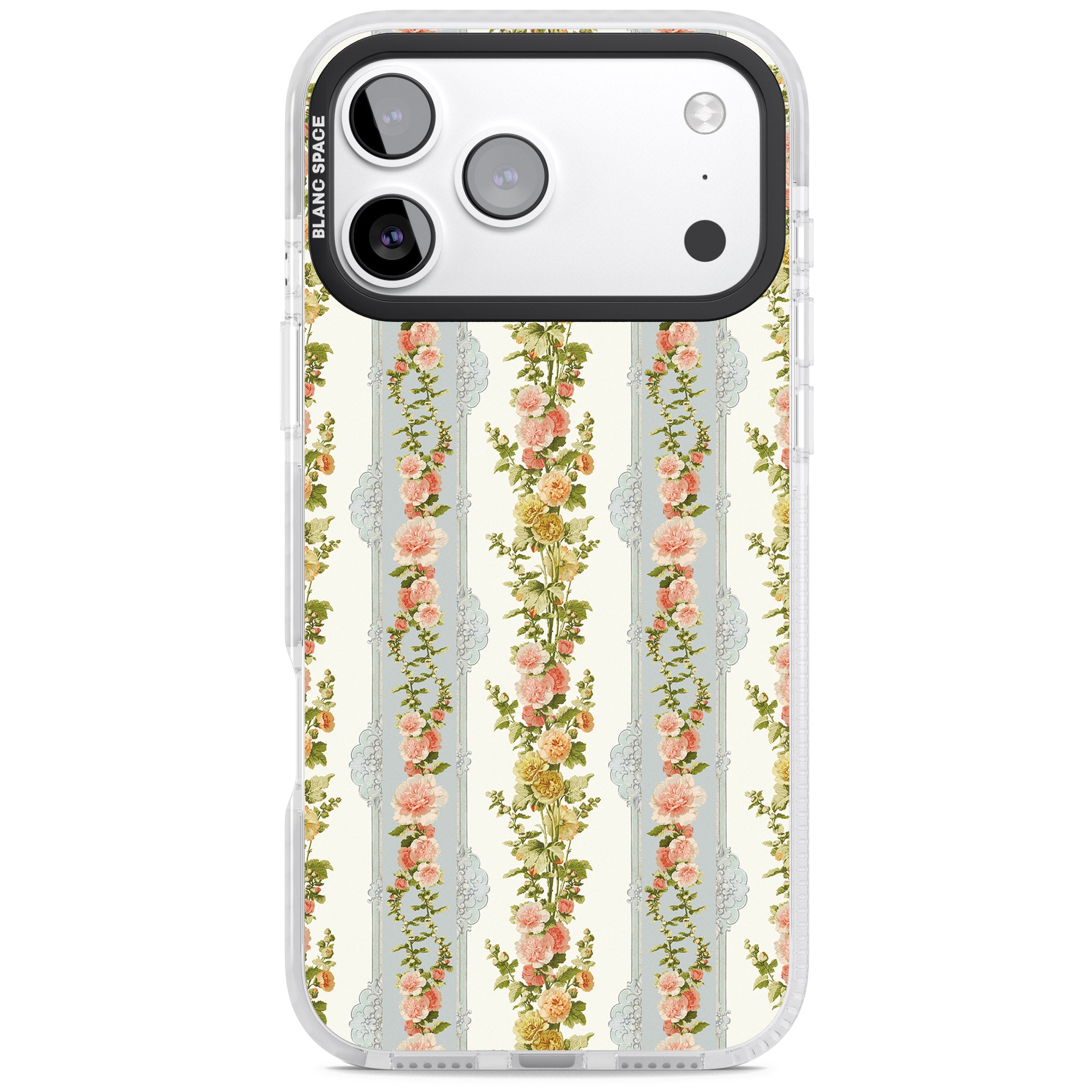 Vintage Floral Stripes iPhone 17 Pro Max Impact Clear Phone Case