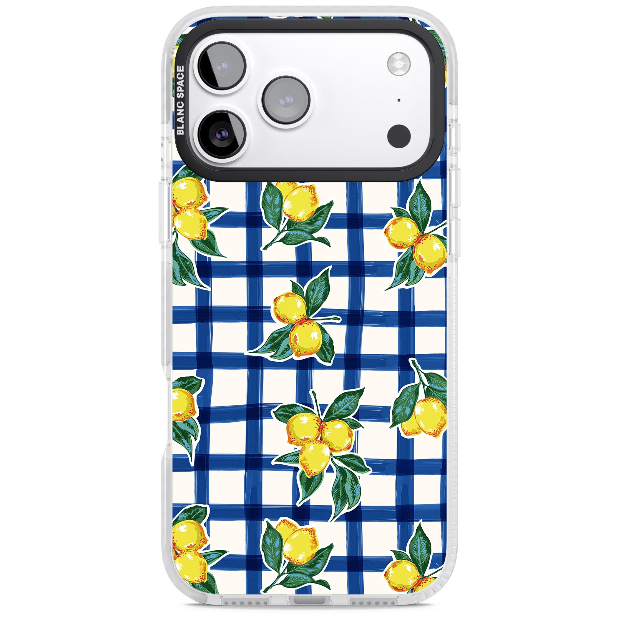 Lemon Gingham iPhone 17 Pro Max Impact Clear Phone Case