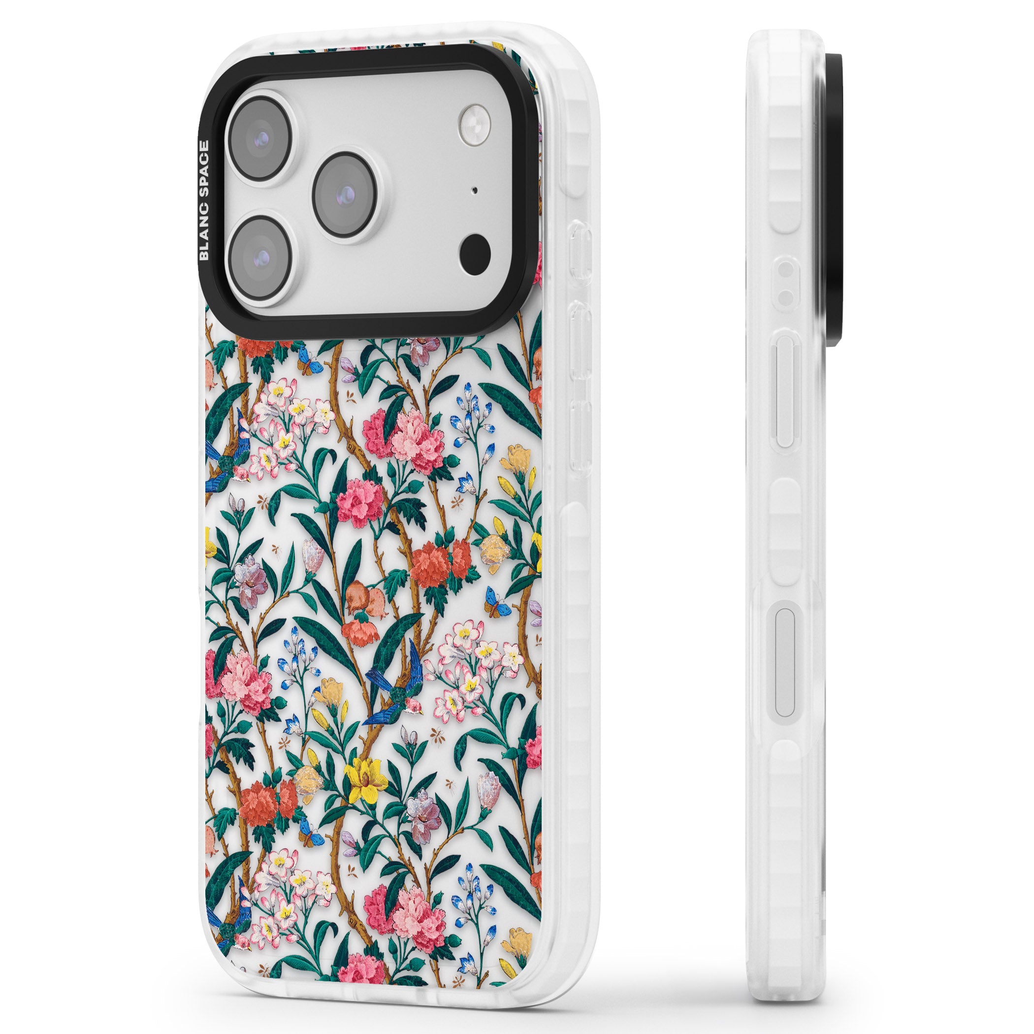 Vines & Flowers iPhone 17 Pro Max Impact Clear Phone Case Side Profile