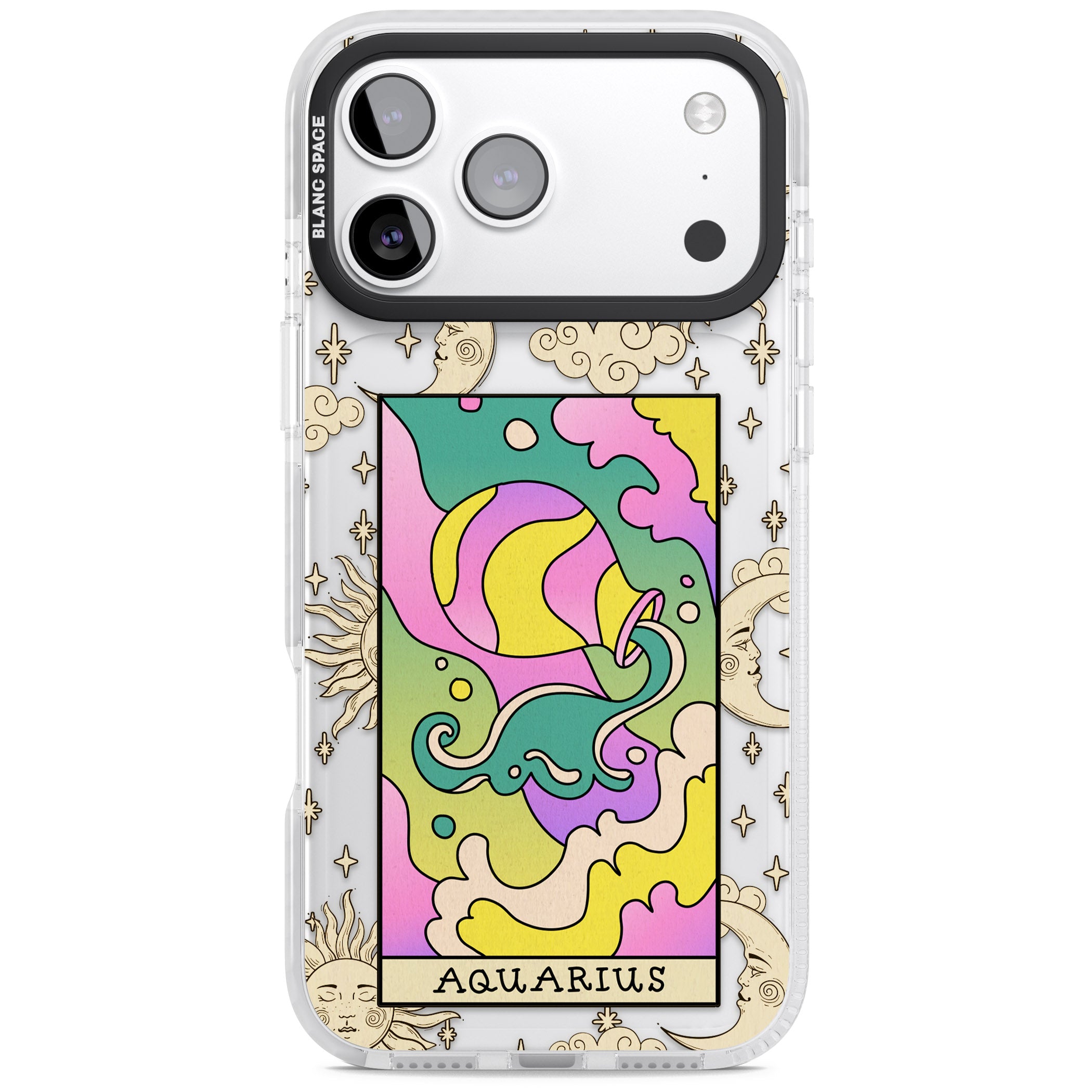 Celestial Zodiac Aquarius iPhone 17 Pro Max Impact Clear Phone Case