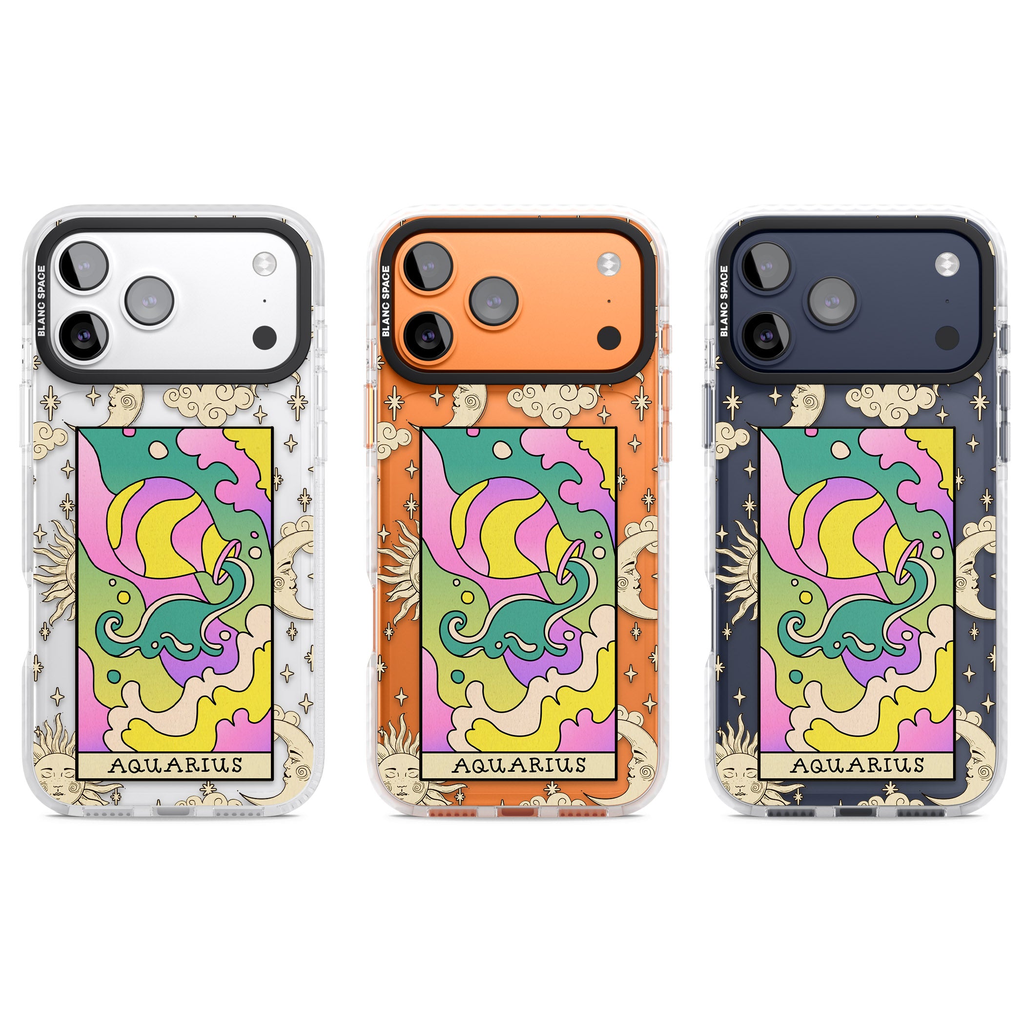 Celestial Zodiac Aquarius iPhone 17 Pro Impact Clear Phone Case APT Impact Protection