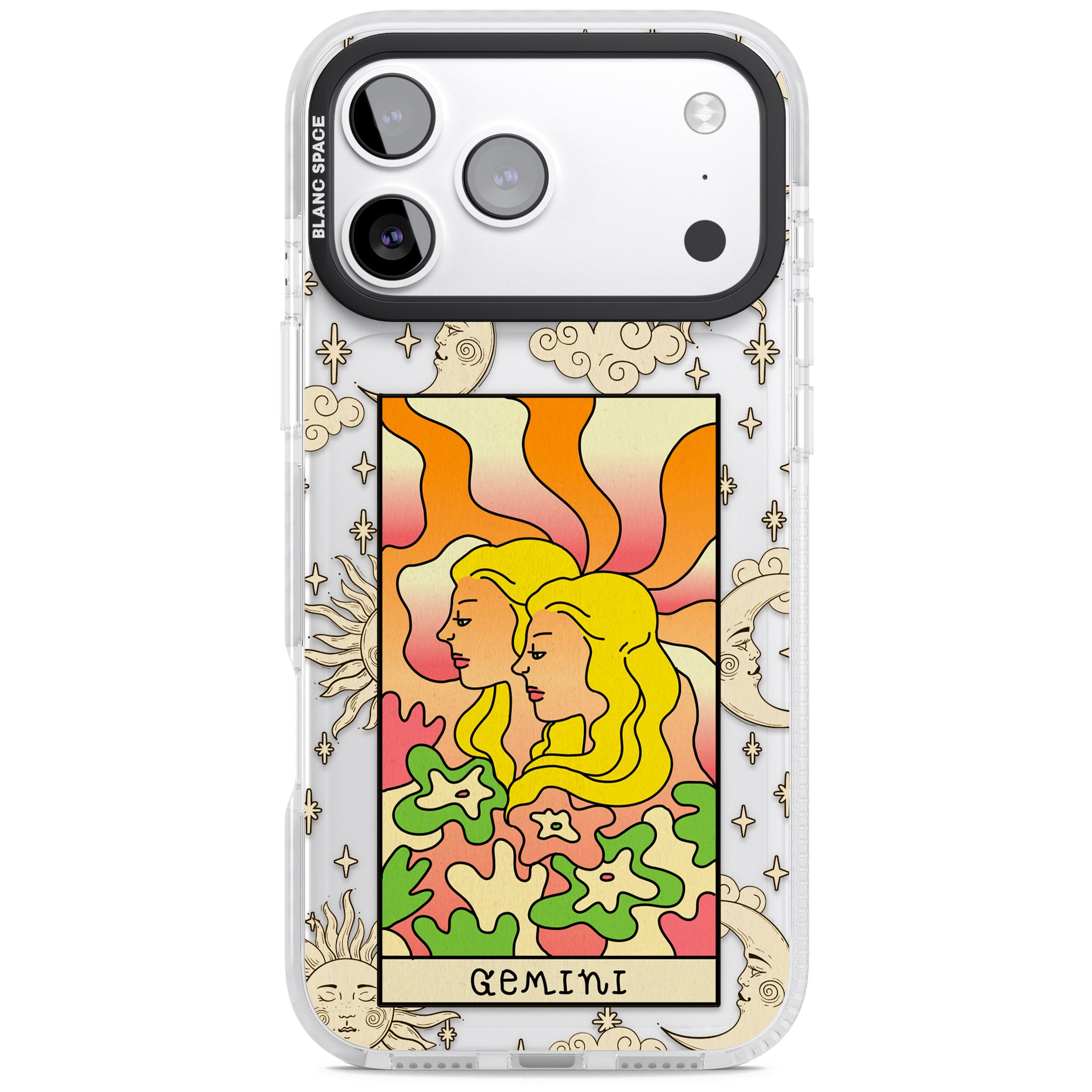 Celestial Zodiac Gemini iPhone 17 Pro Max Impact Clear Phone Case