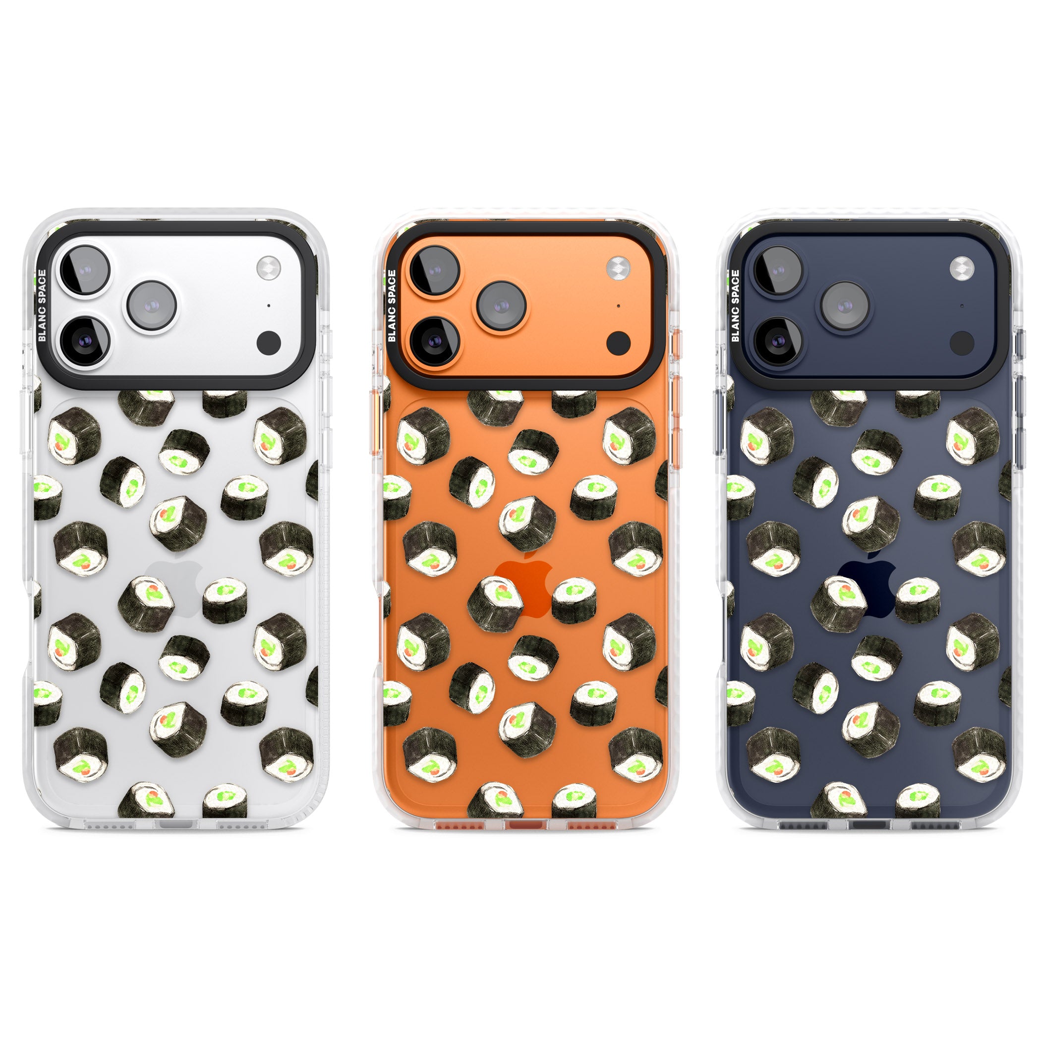 Sushi Pattern iPhone 17 Pro Impact Clear Phone Case APT Impact Protection