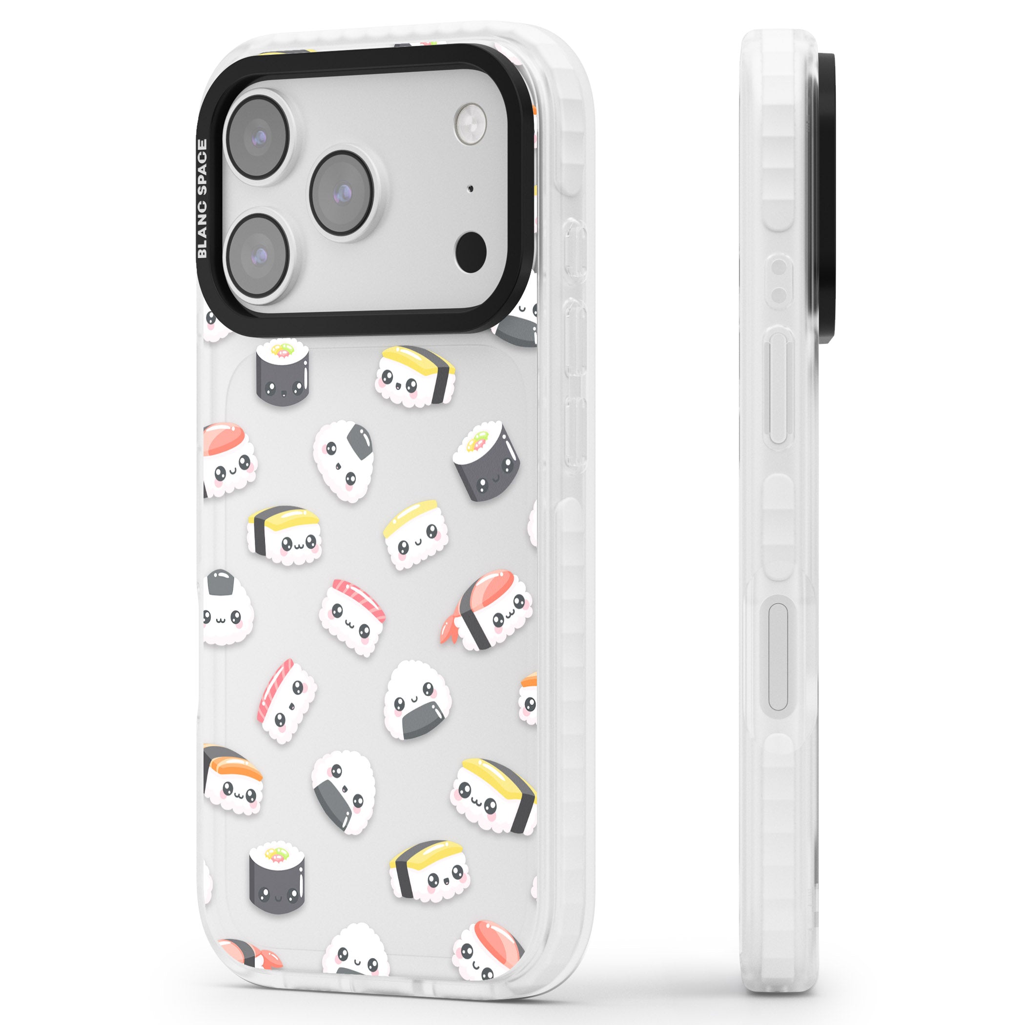 Kawaii Sushi iPhone 17 Pro Max Impact Clear Phone Case Side Profile