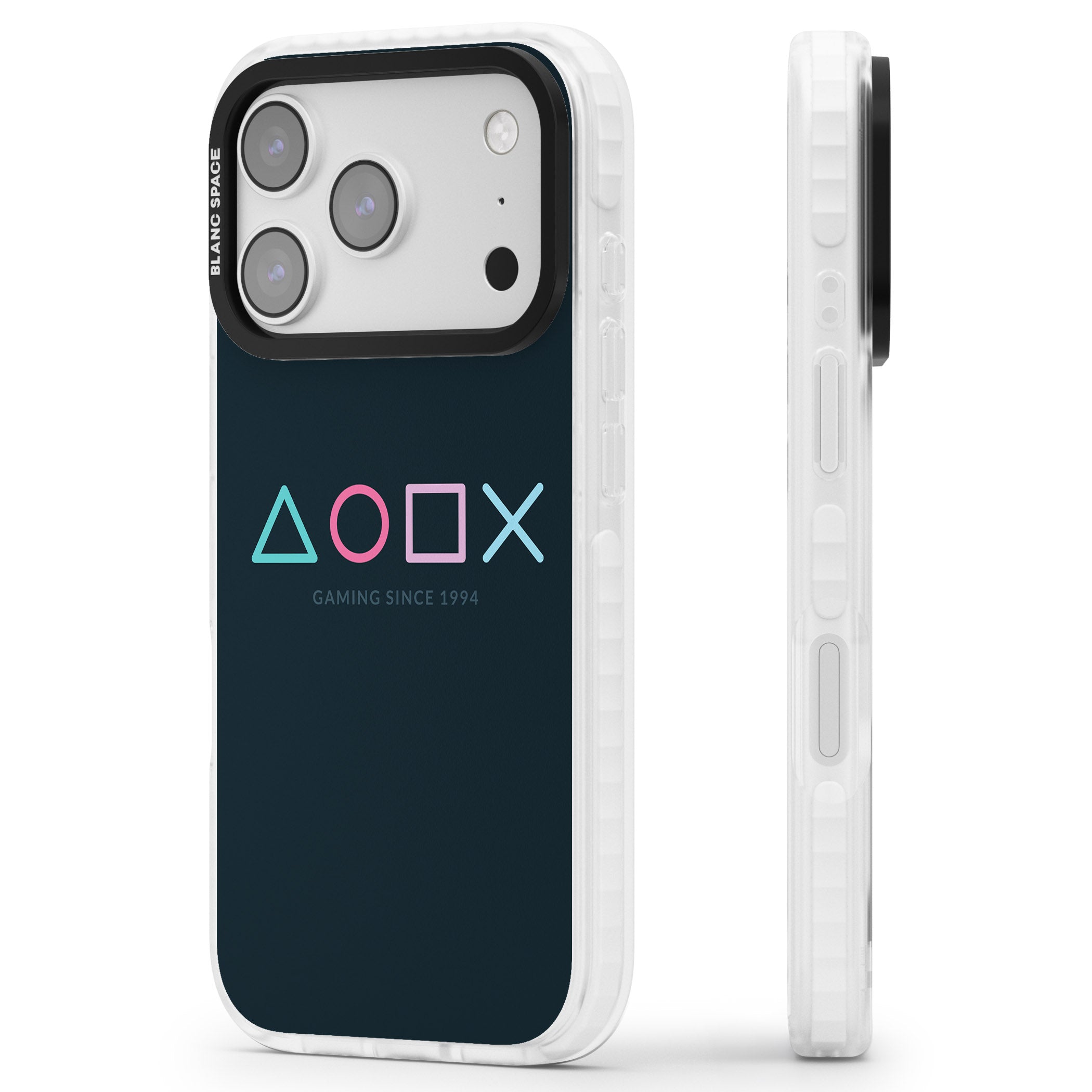 Gaming Since 1994 Station iPhone 17 Pro Max Impact Clear Phone Case Side Profile