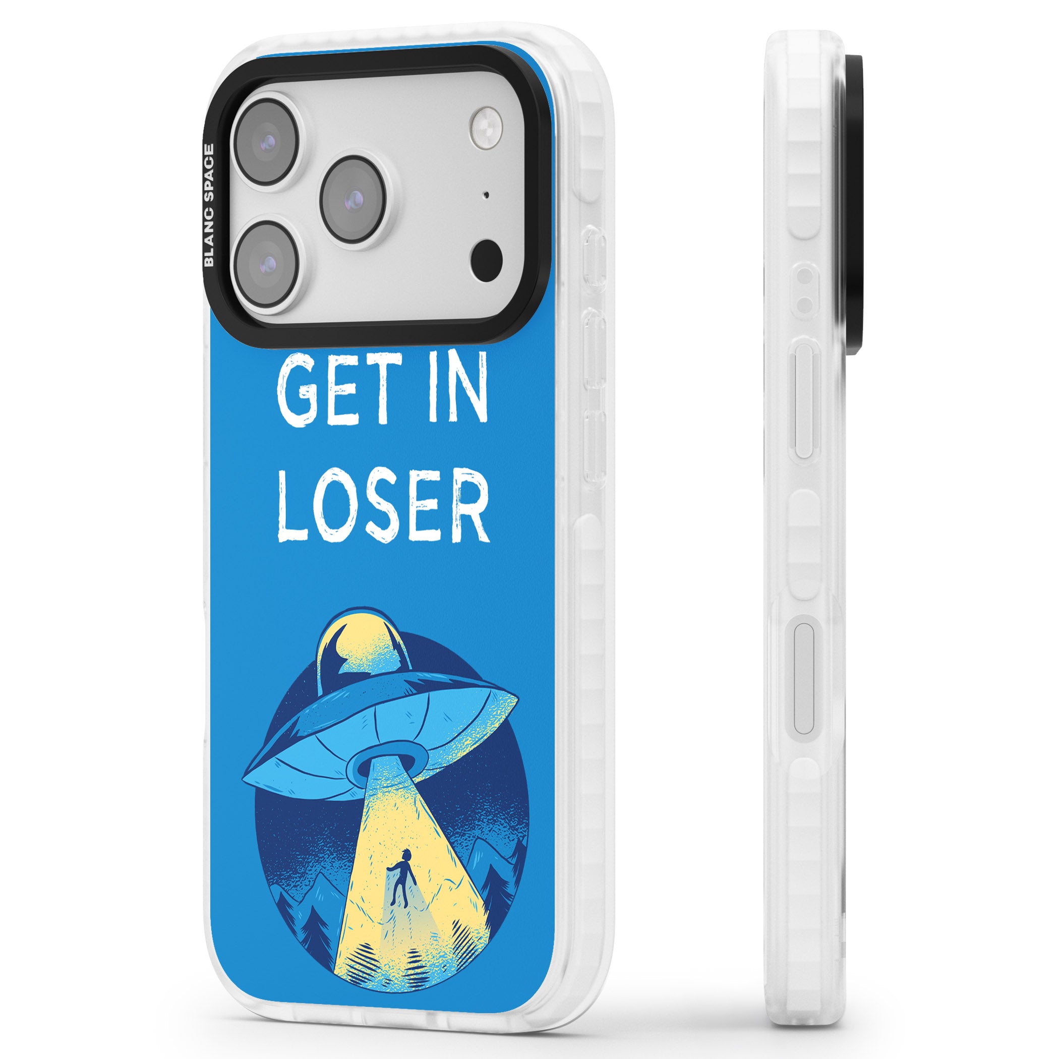 Get In Loser Ufo iPhone 17 Pro Max Impact Clear Phone Case Side Profile