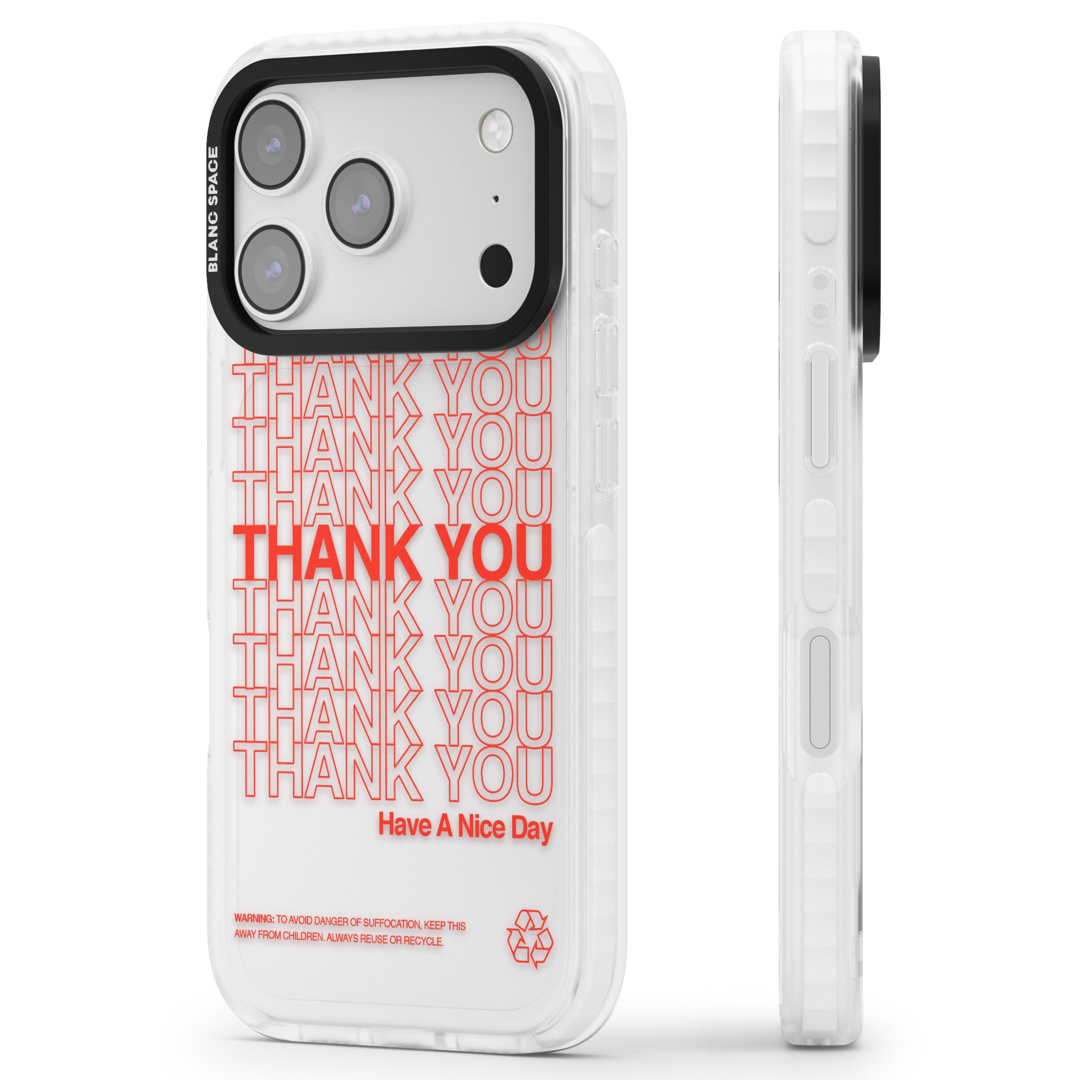 Thank You Have A Nice Day iPhone 17 Pro Max Impact Clear Phone Case Side Profile