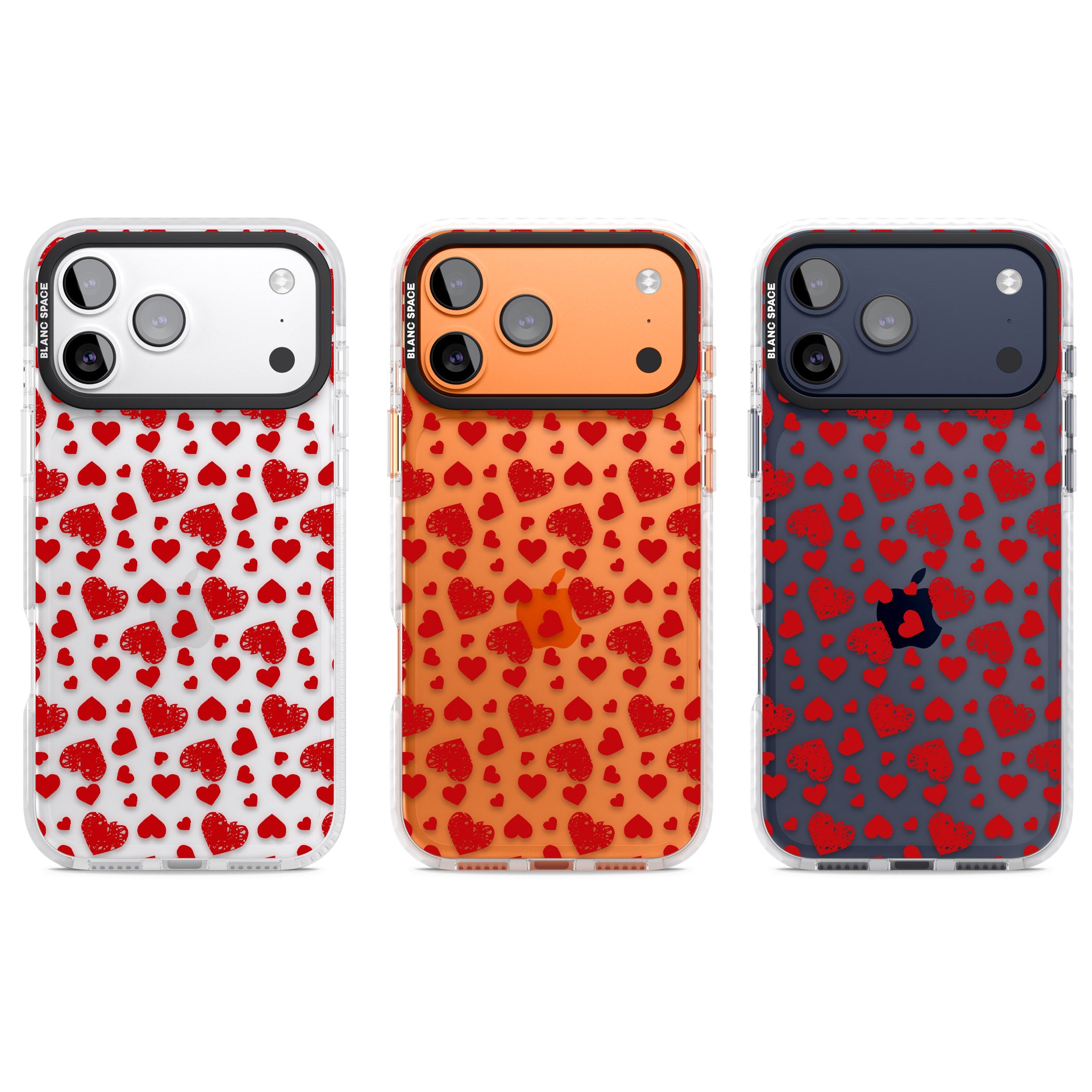 Red Heart Pattern Classic iPhone 17 Pro Impact Clear Phone Case APT Impact Protection