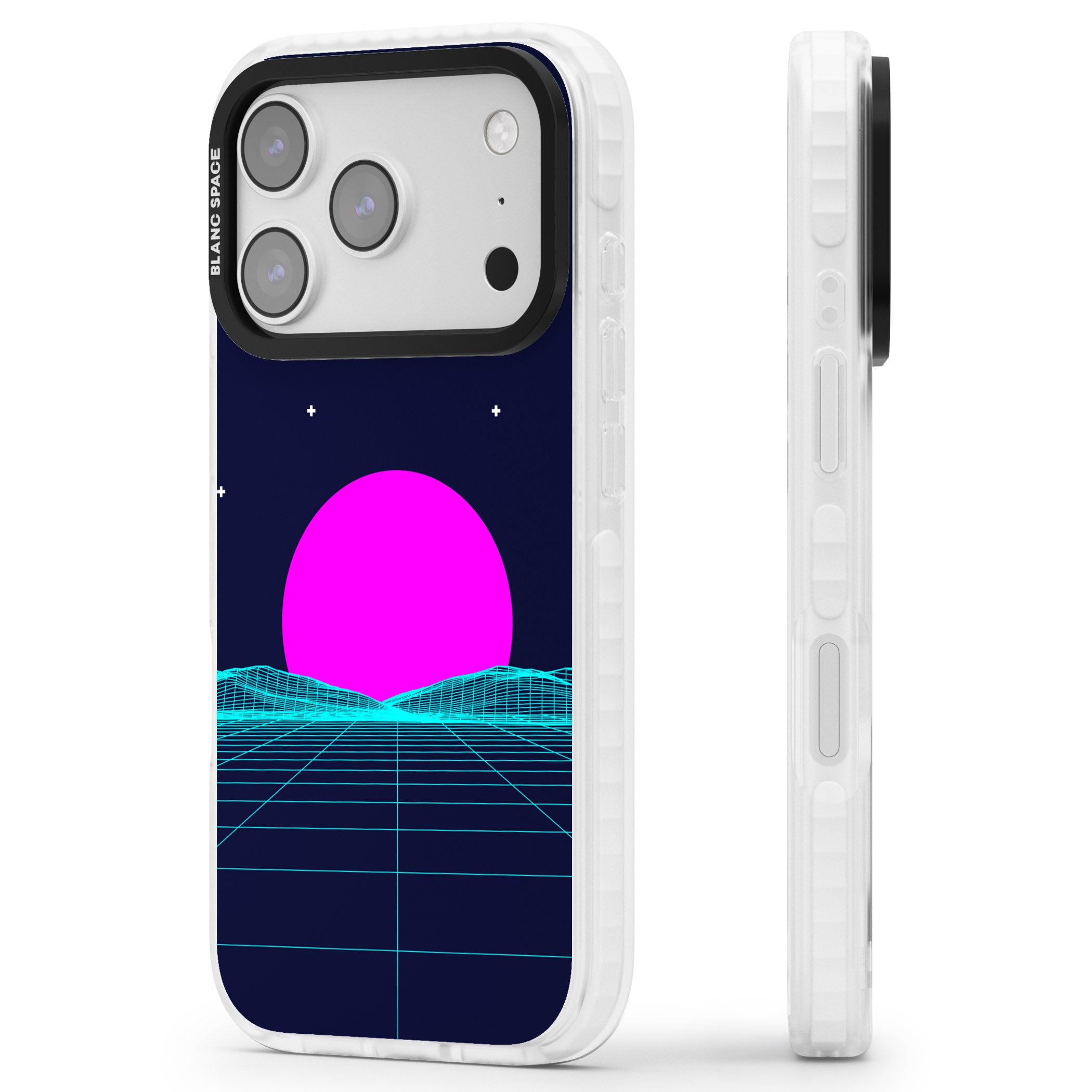 Miami Sunset Vaporwave iPhone 17 Pro Impact Clear Phone Case Side Profile